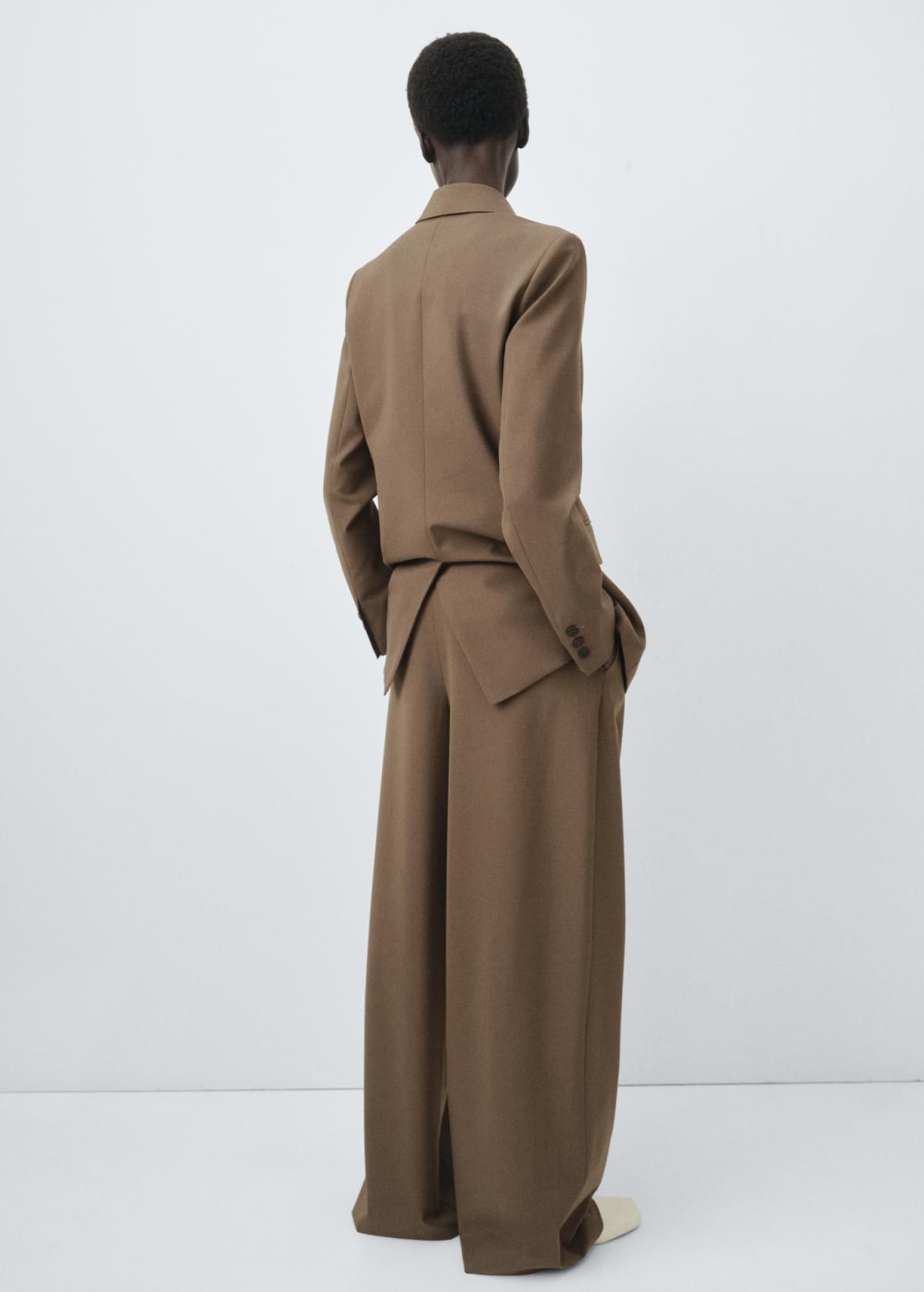 망고 테크니컬 울블렌드 스트레이트핏 핀턱 슬랙스 팬츠 17006366 MARRON MEDIO - 상세 이미지 3