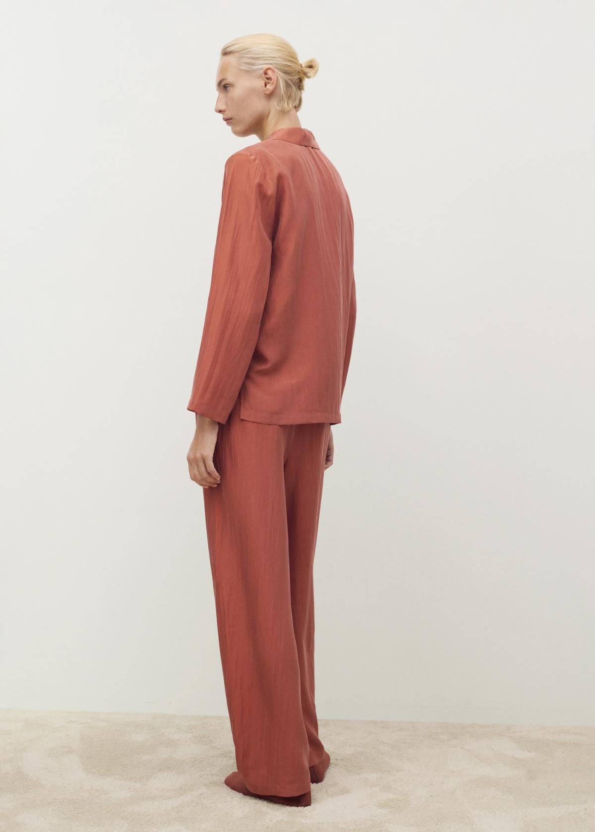 망고 테크니컬 실크 와이드 팬츠 17074126 NARANJA TOSTADO - 상세 이미지 3