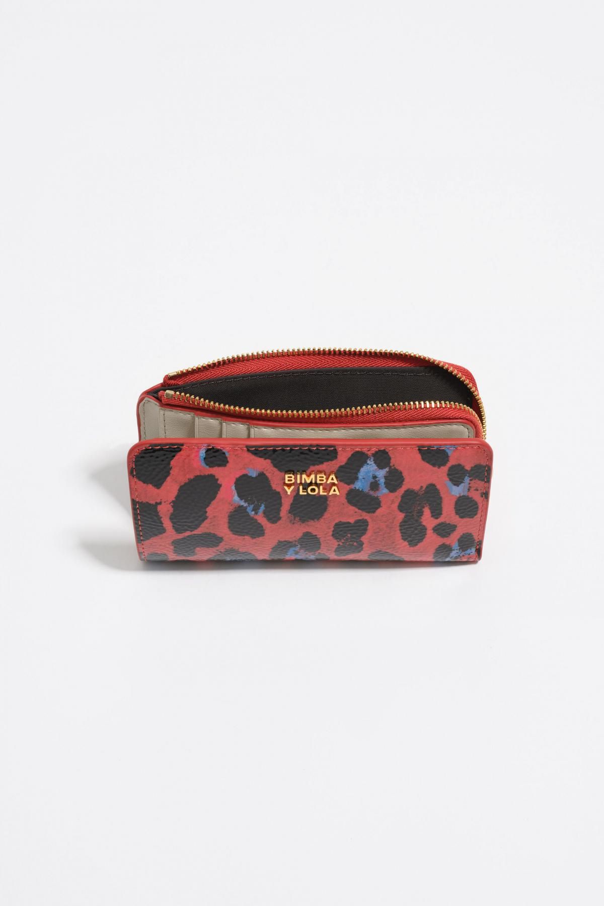 빔바이롤라 레오파드 패턴 레드 텍스처 샤이니 컴팩트 반지갑 252BBR215.10350 LEOPARD POPPY RED - 상세 이미지 3