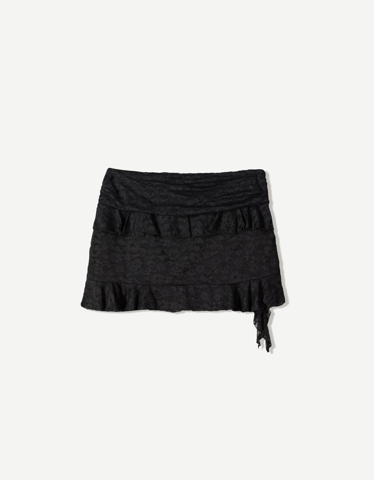 버쉬카 레이스 러플 미니 스커트 블랙 1049/187 BLACK - 메인 이미지