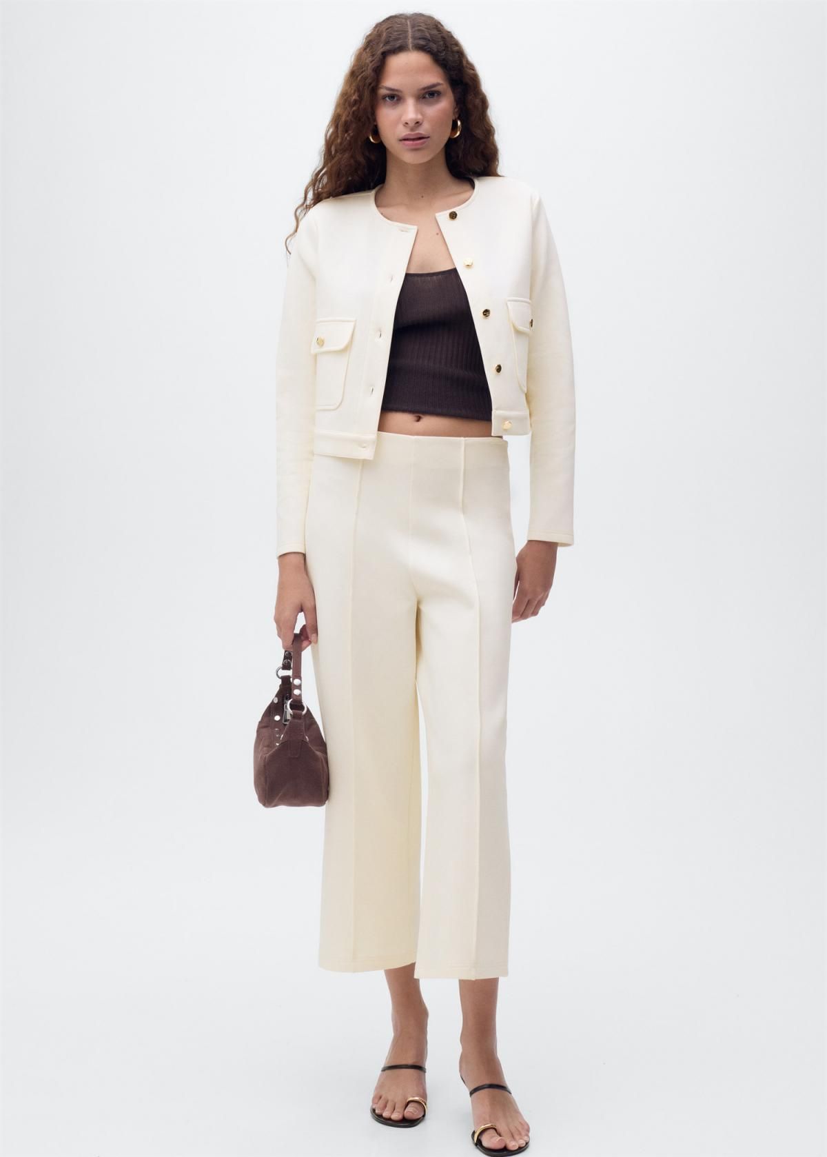 망고 베이직 크롭 와이드 면팬츠 17084074 CRUDO - 상세 이미지 2