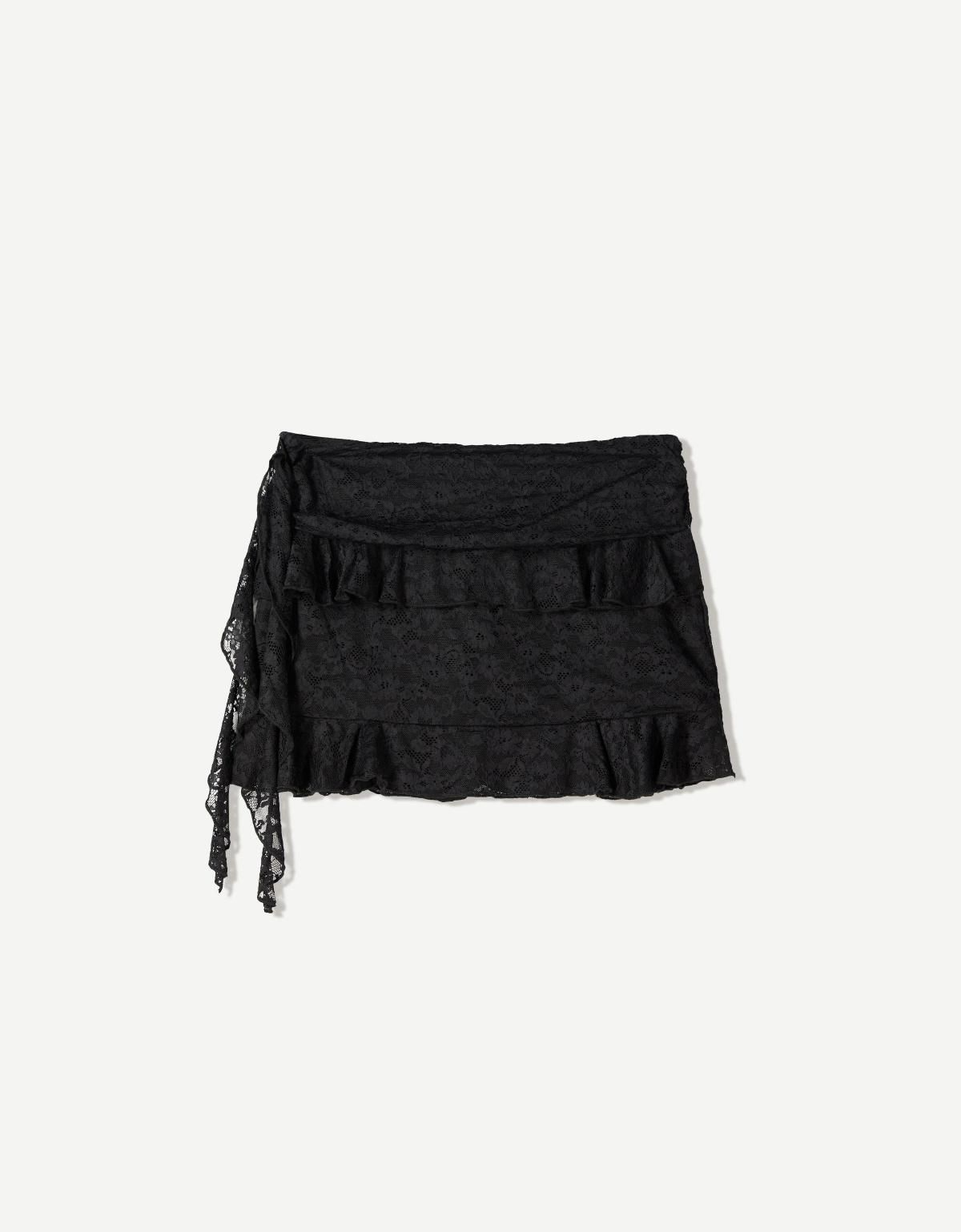 버쉬카 레이스 러플 미니 스커트 블랙 1049/187 BLACK - 상세 이미지 2