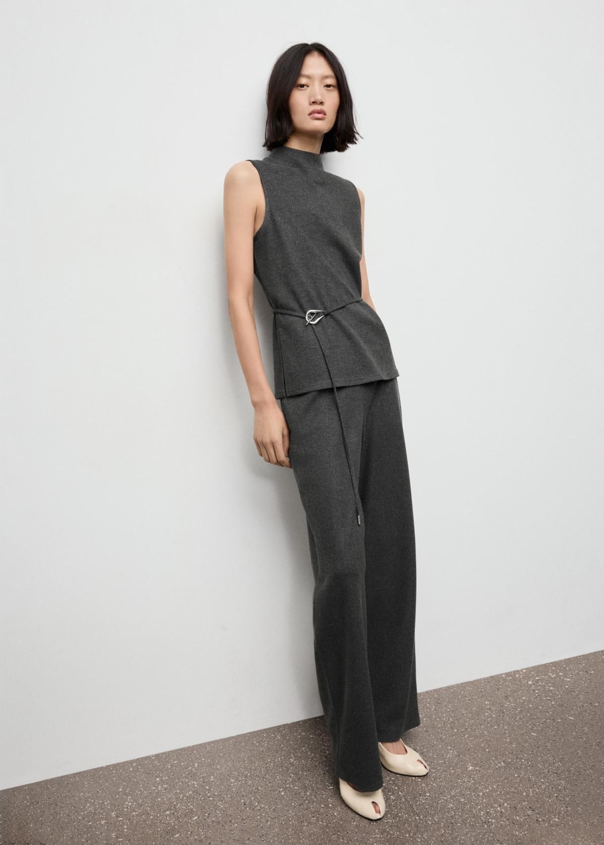 망고 와이드핏 스트레이트 웨이스트밴딩 슬랙스 팬츠 17057802 GRIS MEDIO VIGORE - 상세 이미지 2