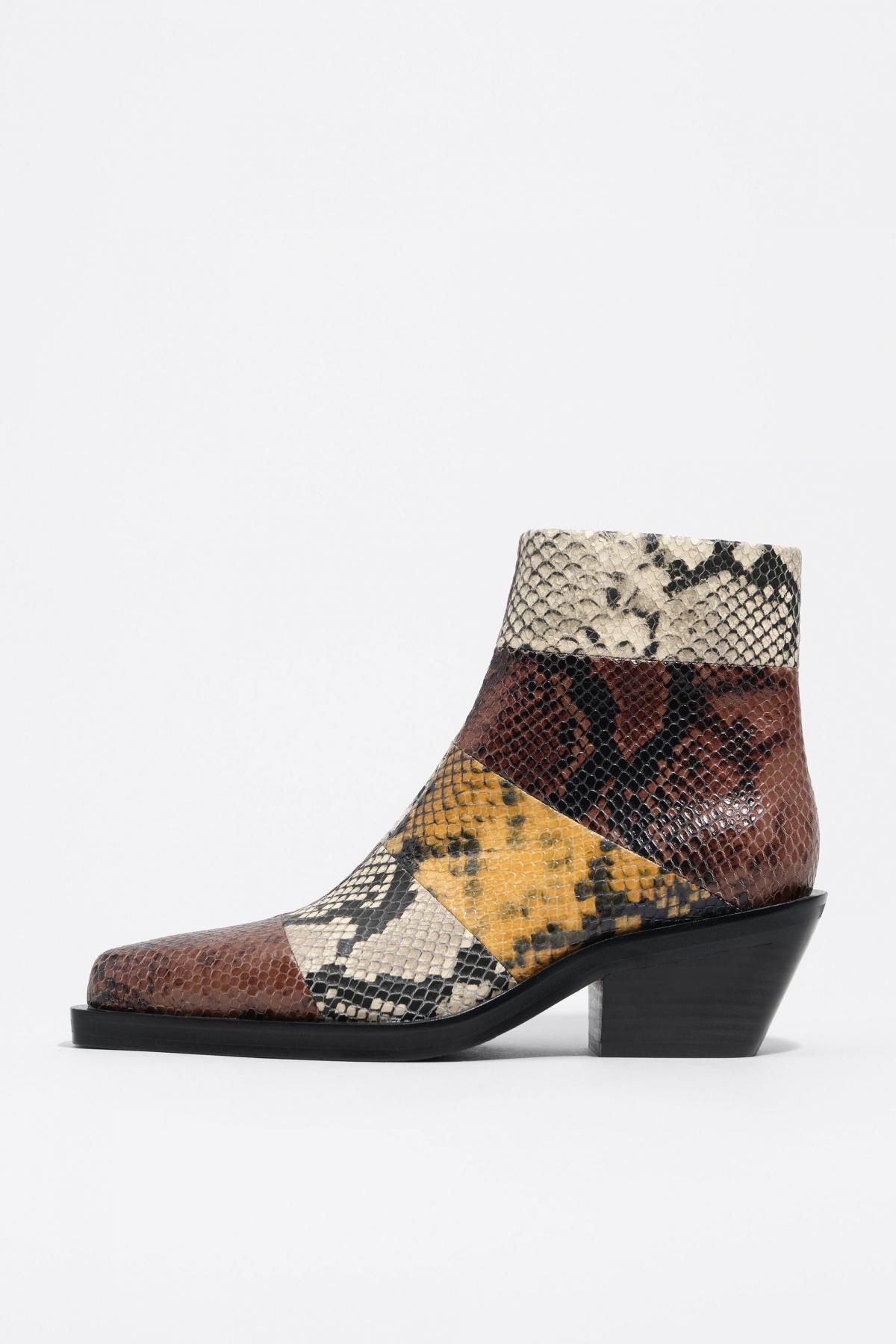 빔바이롤라 웨스턴 스네이크 패치워크 레더 앵클 부츠 252BZ0603.10600 BROWN - 상품 이미지