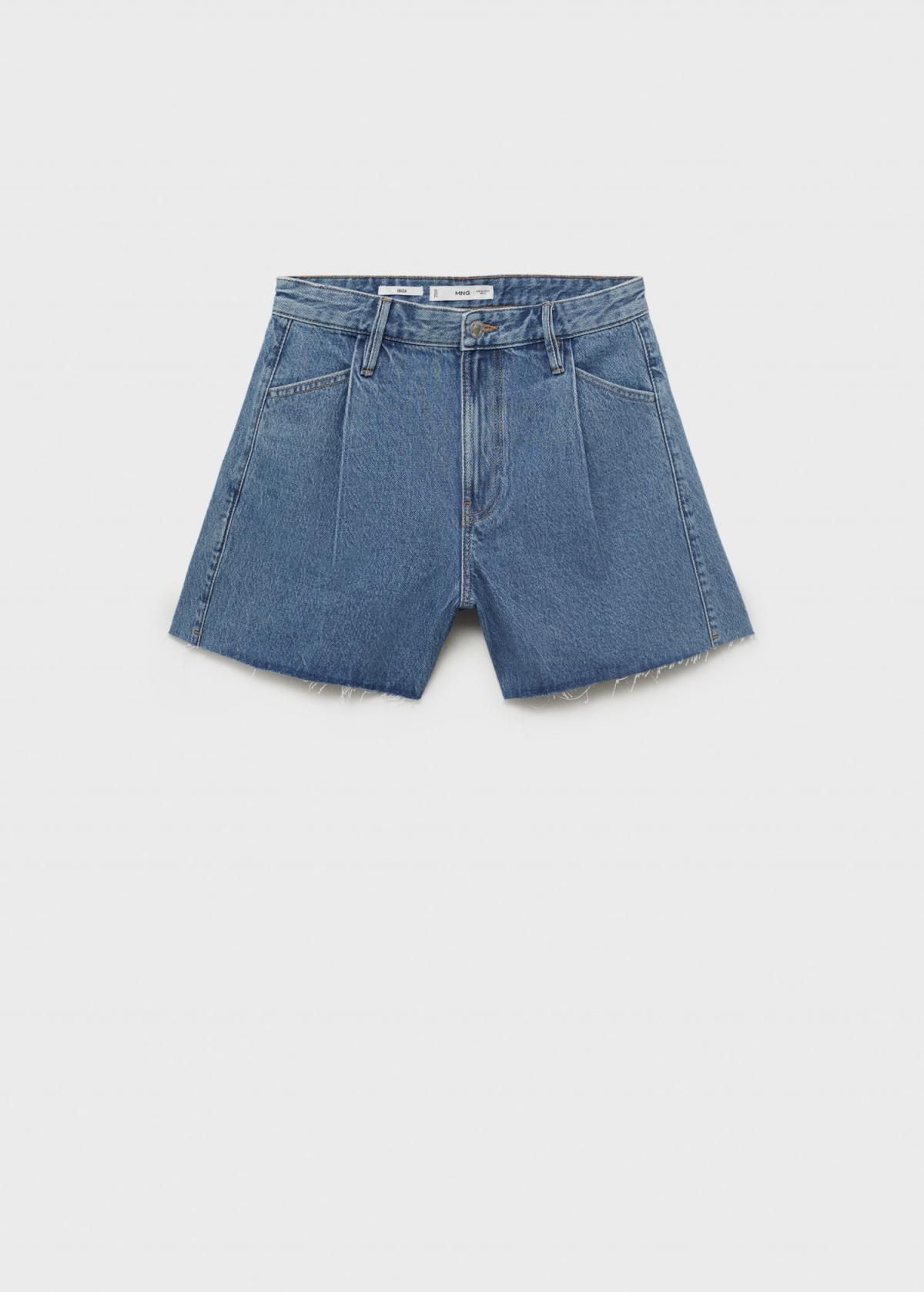 망고 트렌디 데님 컷오프 핀턱 반바지 17032902 AZUL MEDIO - 상품 이미지