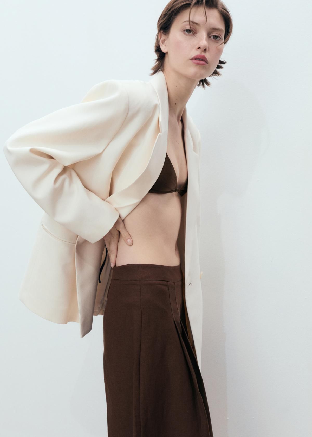 망고 테일러드 린넨혼방 미디버뮤다 팬츠 17081141 CHOCOLATE - 상세 이미지 5