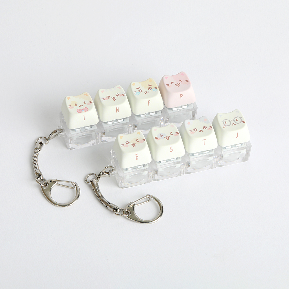 SPM 고양이 MBTI 키보드키링 키캡키링 기계식 딸깍이 청축 키홀더 4구 열쇠고리