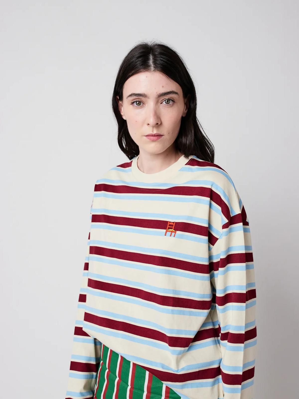 보보쇼즈 스트라이프 릴랙스핏 라운드넥 긴팔 티셔츠 B225TD001 ONE COLOR - 상세 이미지 2