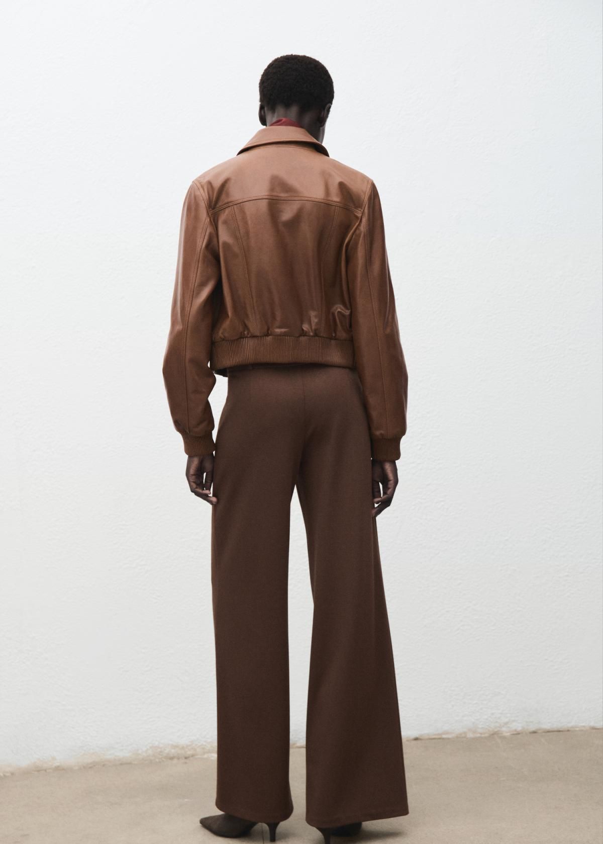 망고 트렌디 브라운 하이웨이스트 와이드 팬츠 17095818 MARRON MEDIO - 상세 이미지 3