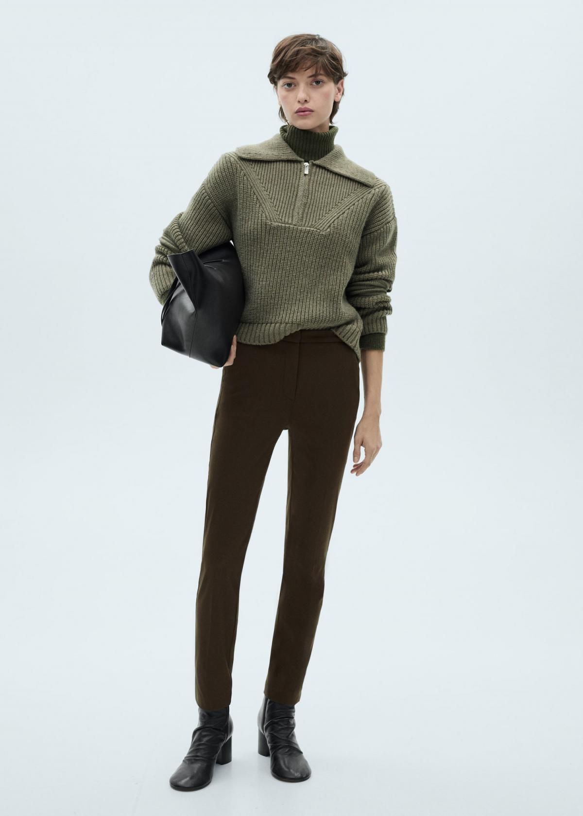 망고 테크니컬 하이엘라스틱 크롭 스키니 슬랙스 팬츠 83700555 KHAKI - 상세 이미지 2