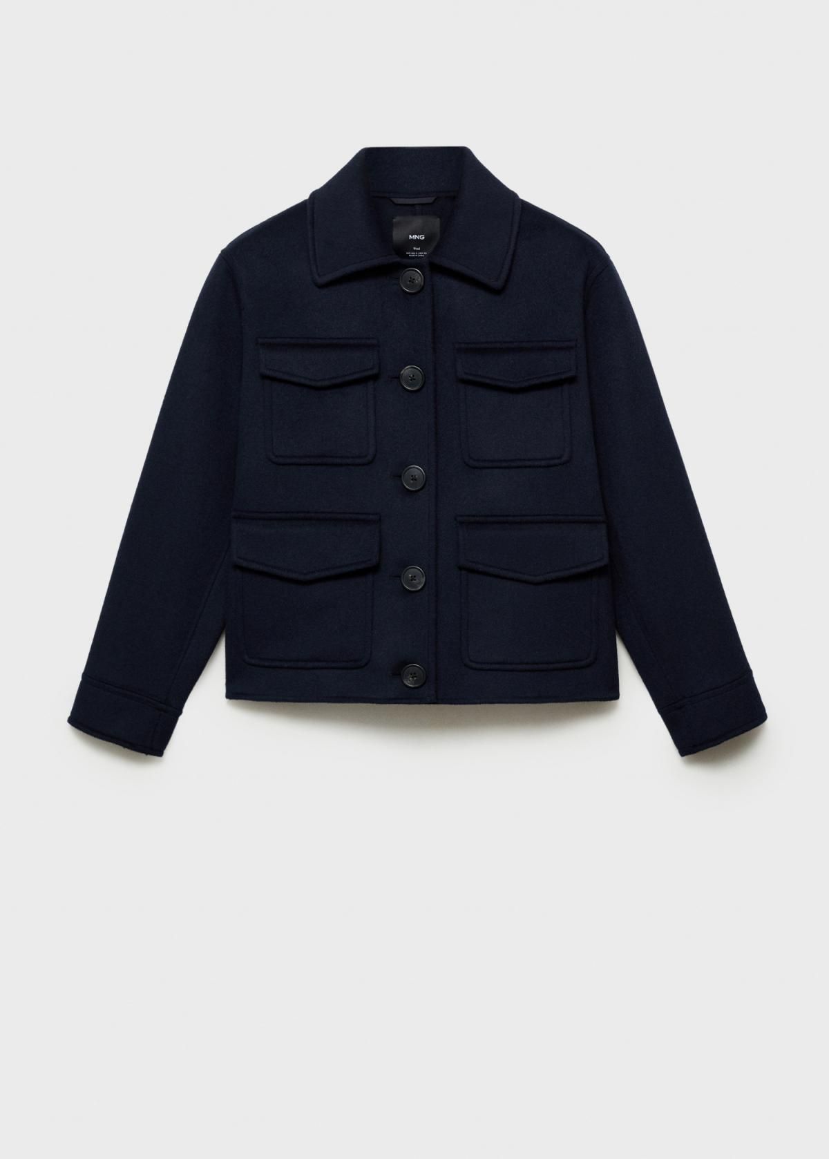 망고 테크니컬 울믹스 포켓 크롭 재킷 87062539 AZUL MARINO OSCURO - 상품 이미지