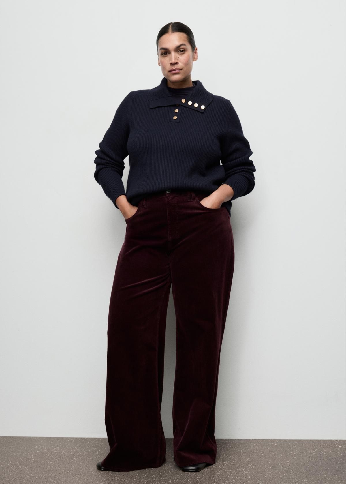 망고 코듀로이 하이웨이스트 와이드 팬츠 17097779 VINO - 상세 이미지 5