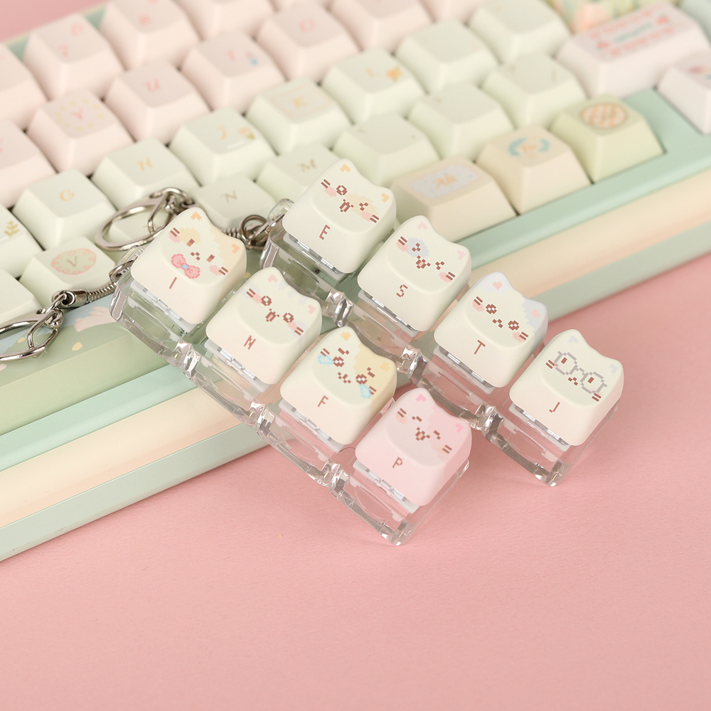 SPM 고양이 MBTI 키보드키링 키캡키링 기계식 딸깍이 청축 키홀더 4구 열쇠고리