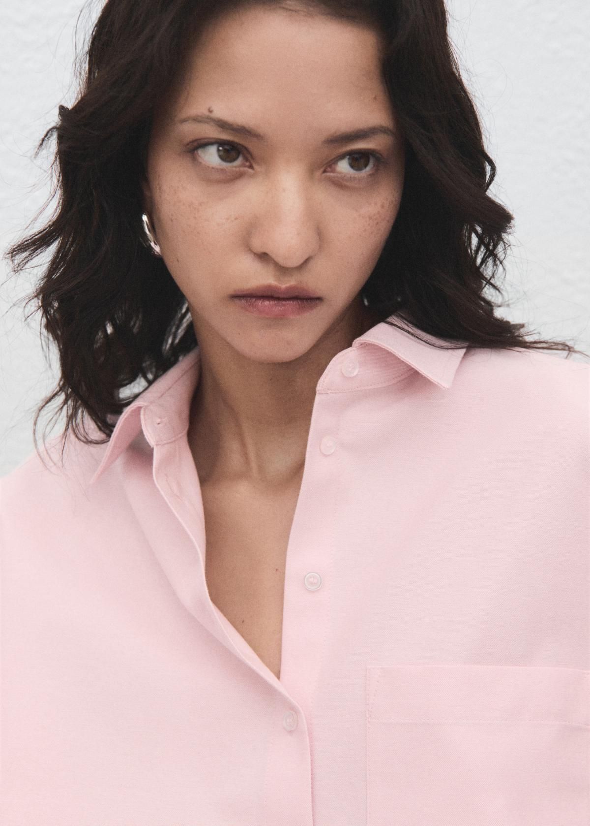 망고 오버핏 라이트핑크 테크니컬 코튼 셔츠 17095799 ROSA PASTEL - 상세 이미지 5
