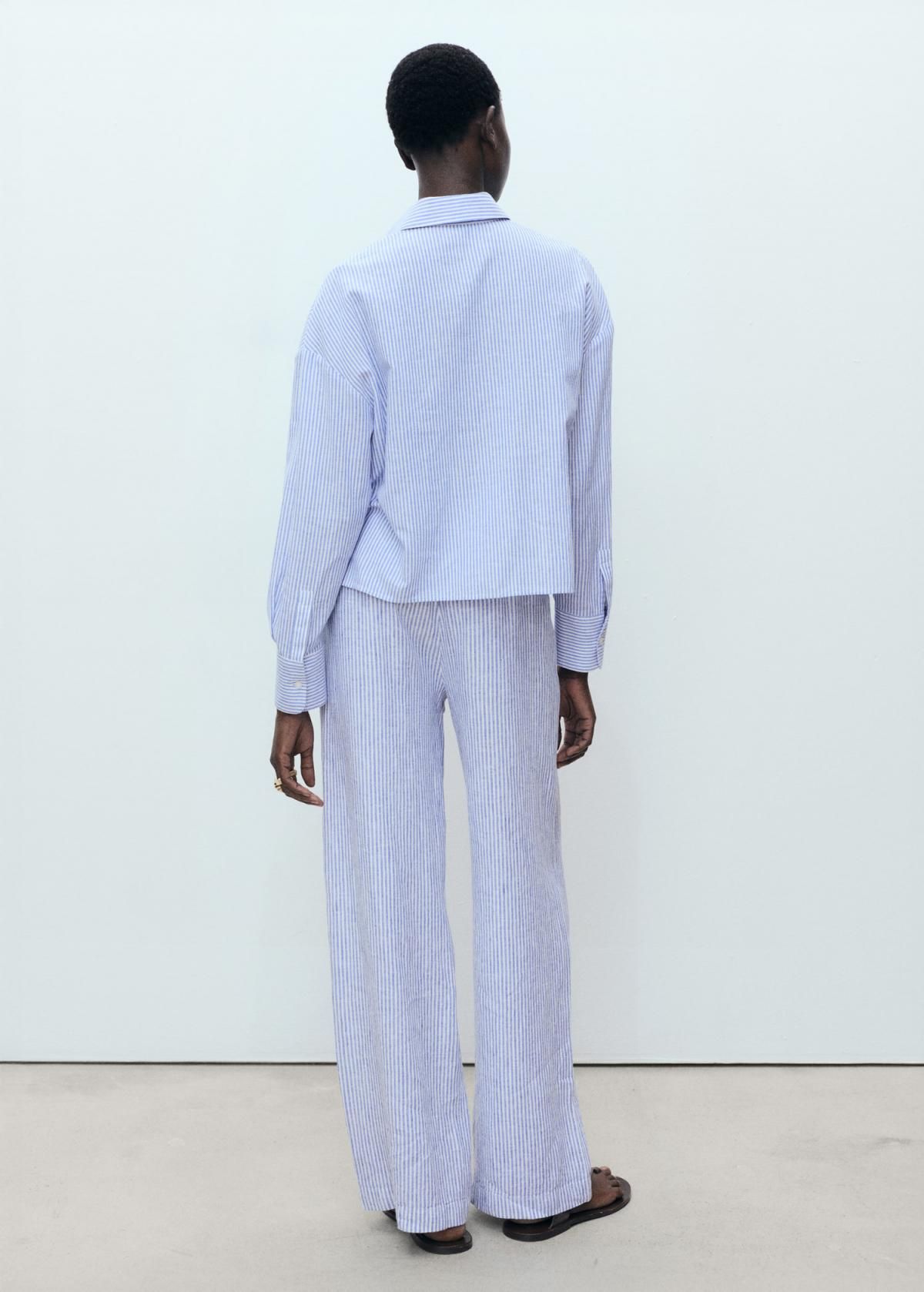 망고 린넨 스트라이프 와이드 팬츠 87058259 AZUL - 상세 이미지 3