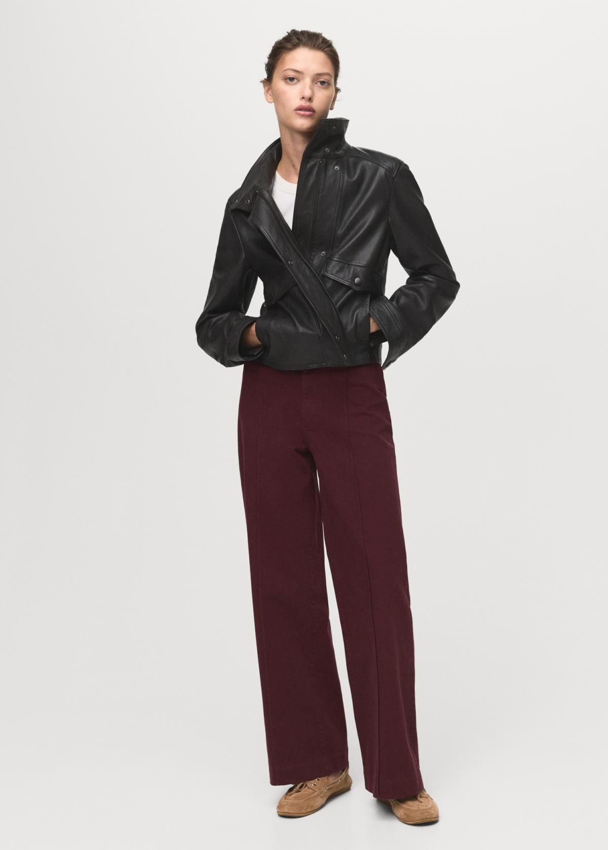 망고 버건디 하이웨이스트 와이드핏 데님 팬츠 17015810 VINO - 상세 이미지 2