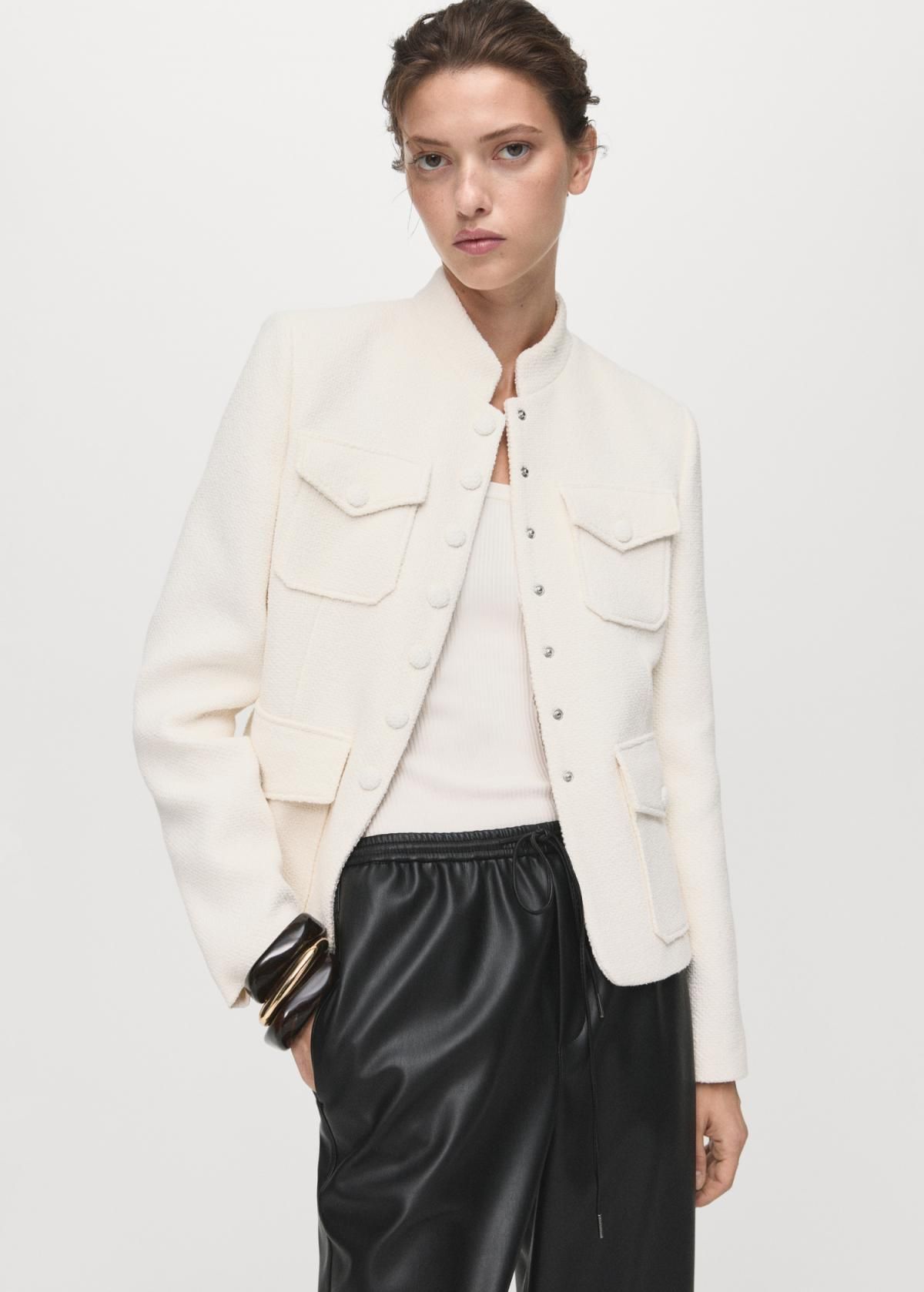 망고 페이크 레더 와이드 밴딩 팬츠 17075974 NEGRO - 상세 이미지 4