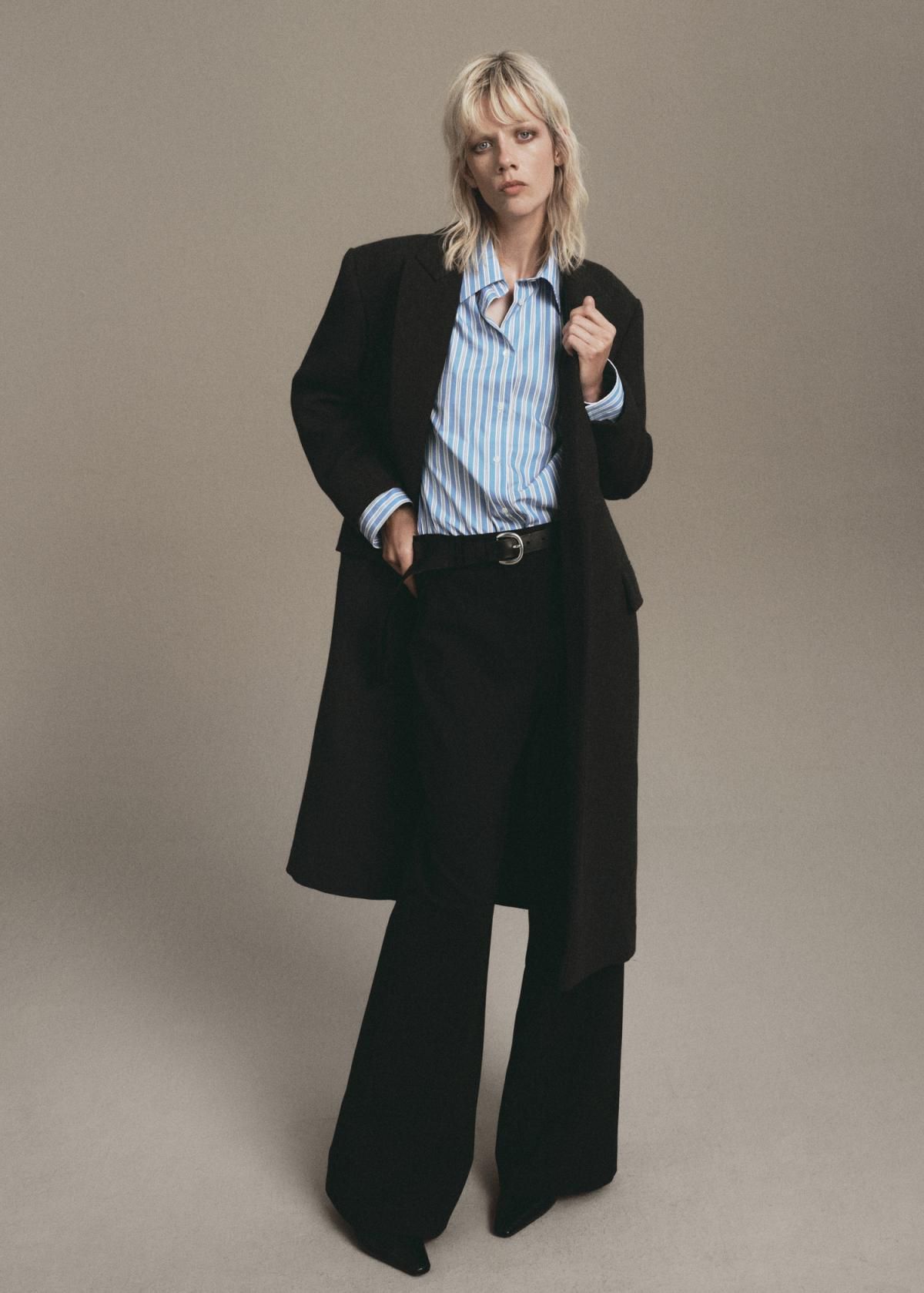 망고 테크니컬 하이웨이스트 스트레이트 슬랙스 팬츠 17017915 NEGRO - 상세 이미지 3