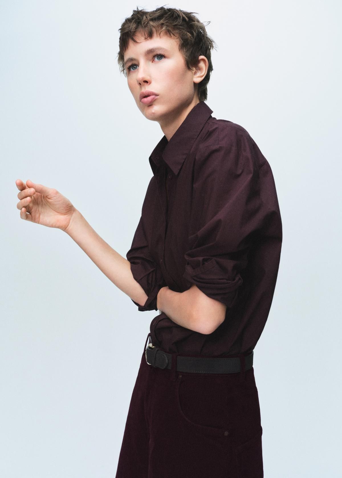 망고 코듀로이 하이웨스트 와이드 팬츠 17015820 VINO - 상세 이미지 4