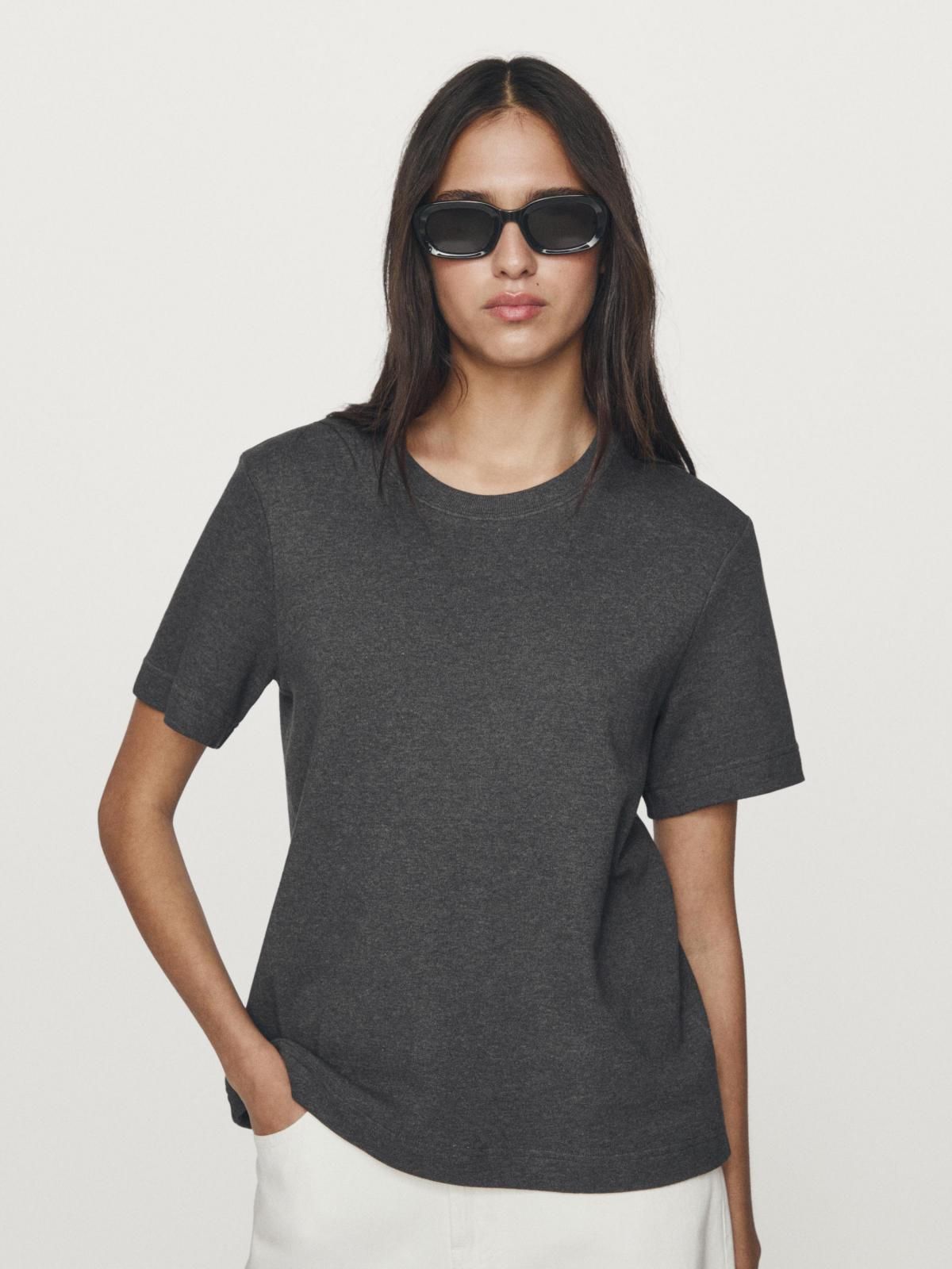 마시모두띠 코튼 인터록 베이직 크루넥 반팔 티셔츠 6823/541 ANTHRACITE GREY - 상세 이미지 4
