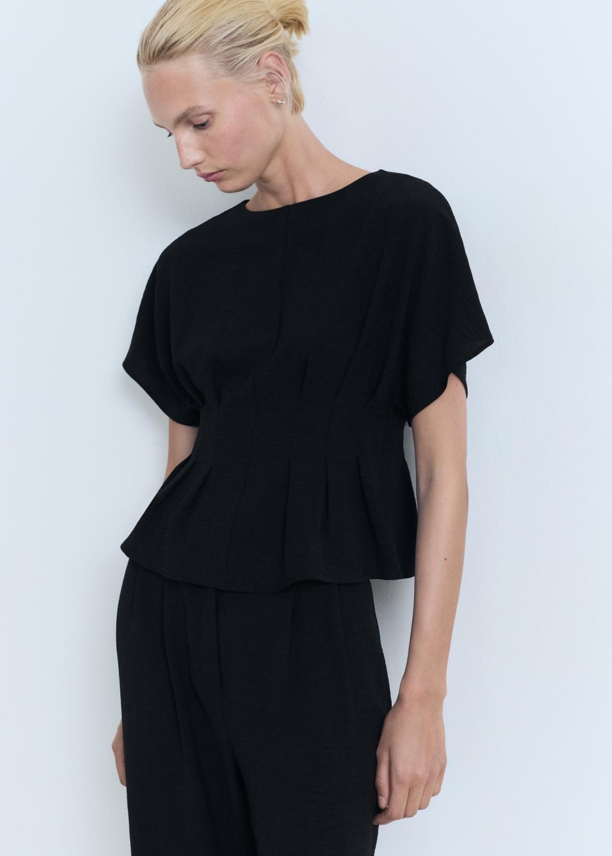 망고 테크니컬 하이웨이스트 스트레이트 핀턱 슬랙스 팬츠 17012540 NEGRO - 상세 이미지 4