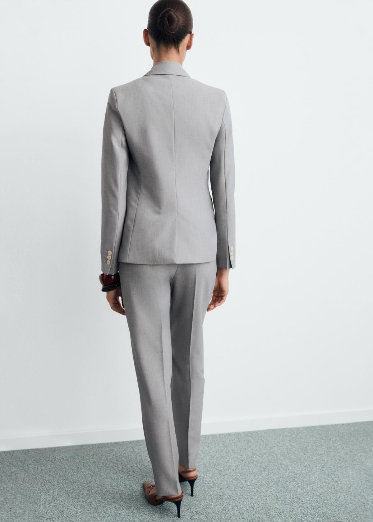 망고 테일러드 미디엄웨이스트 슬림핏 슬랙스 팬츠 87073292 GRIS - 상세 이미지 3