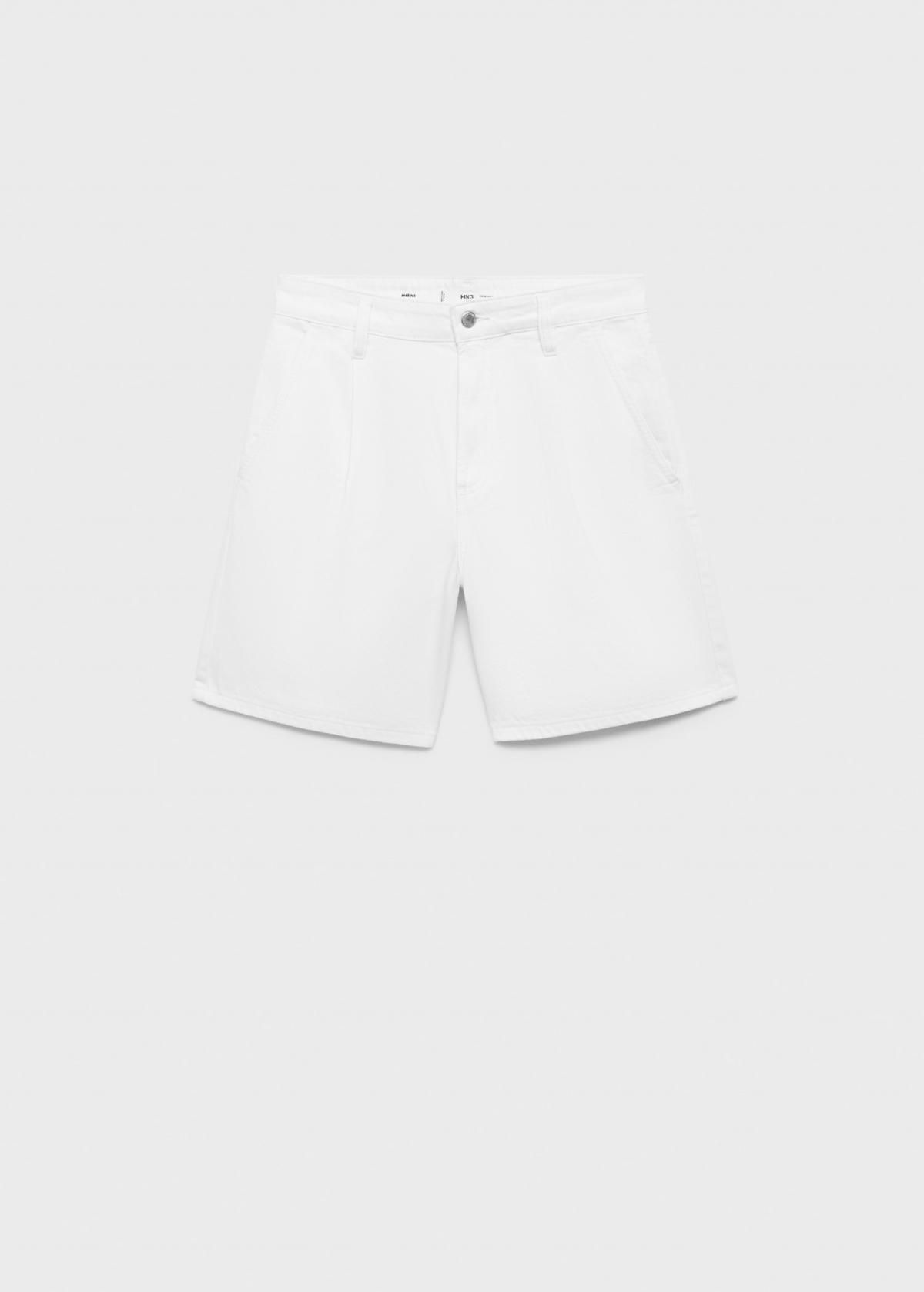 망고 화이트 데님 미디움웨이스트 핀턱 반바지 17051189 BLANCO ROTO - 상품 이미지