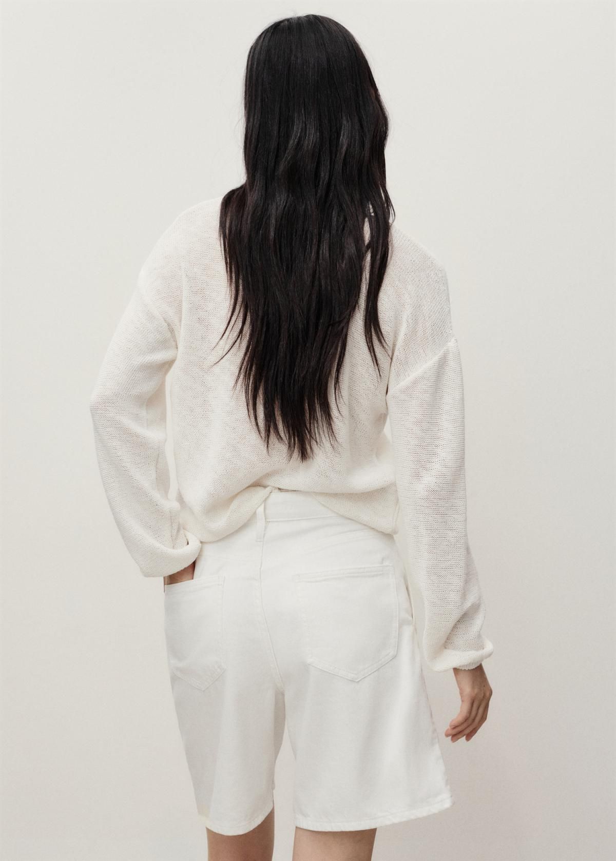 망고 화이트 데님 미디움웨이스트 핀턱 반바지 17051189 BLANCO ROTO - 상세 이미지 4