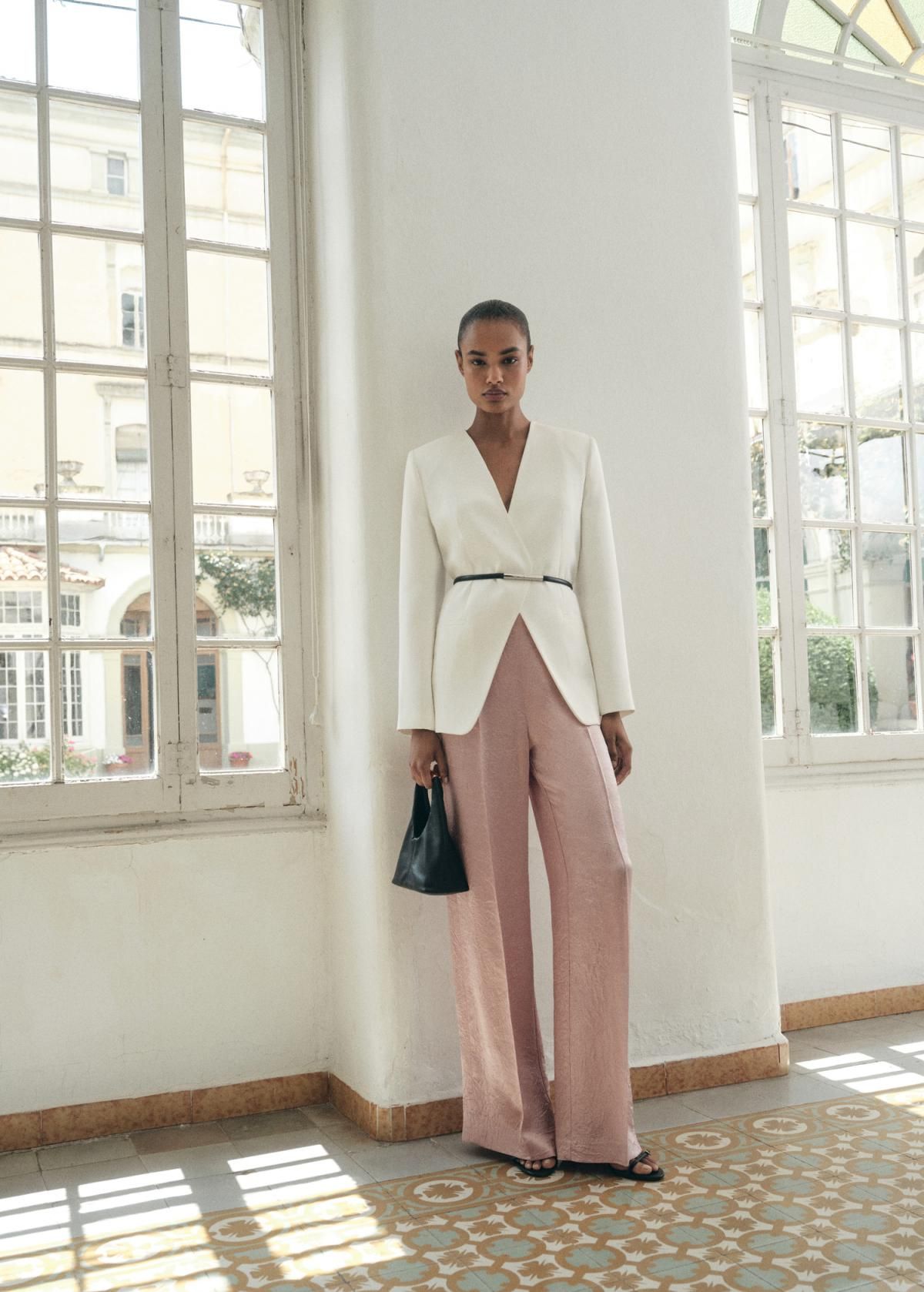 망고 새틴 와이드 팬츠 링클 이펙트 17064421 ROSA PASTEL - 상세 이미지 3