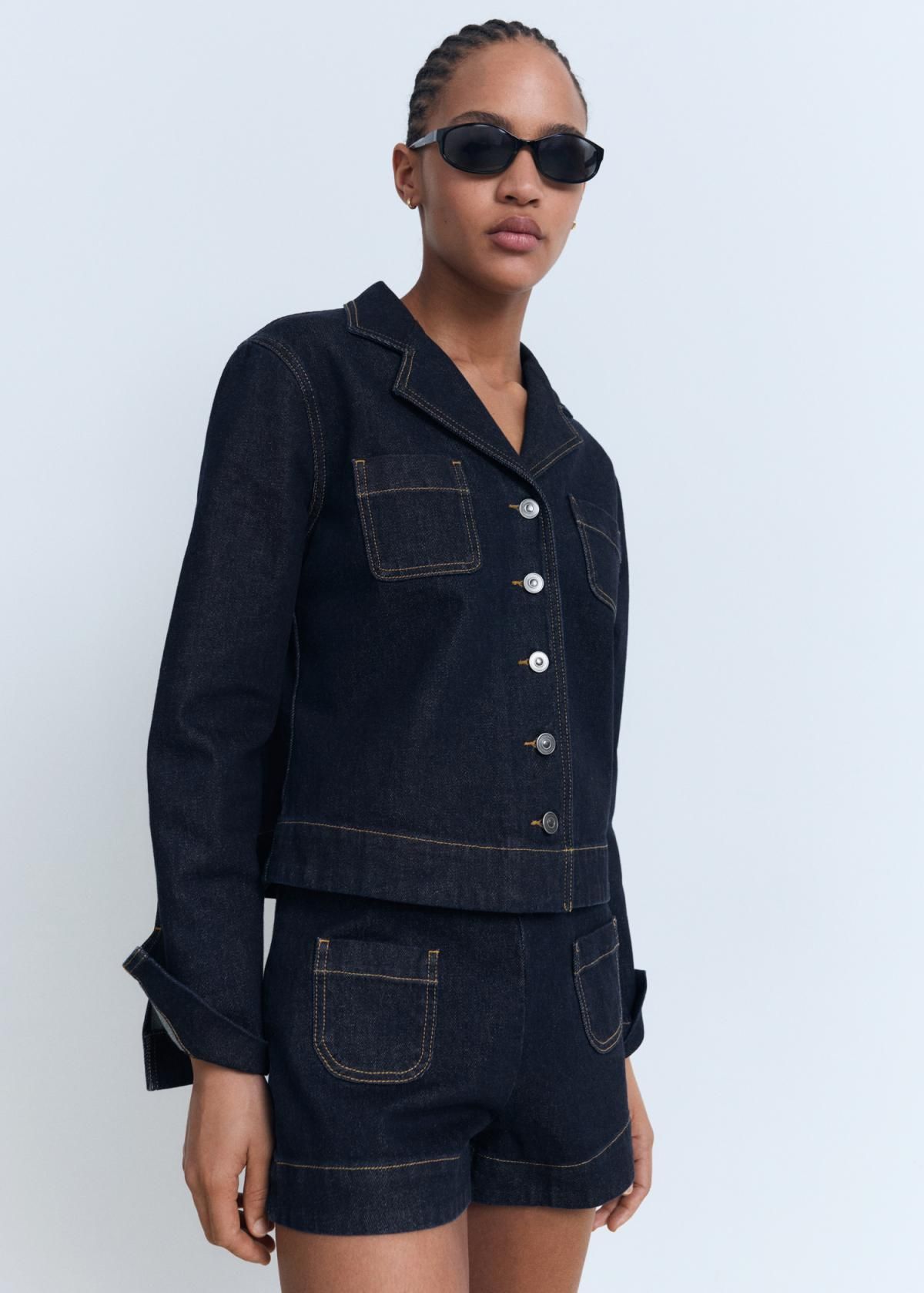 망고 하이웨이스트 데님 반바지 포켓 스트레이트핏 17051266 AZUL - 상세 이미지 2