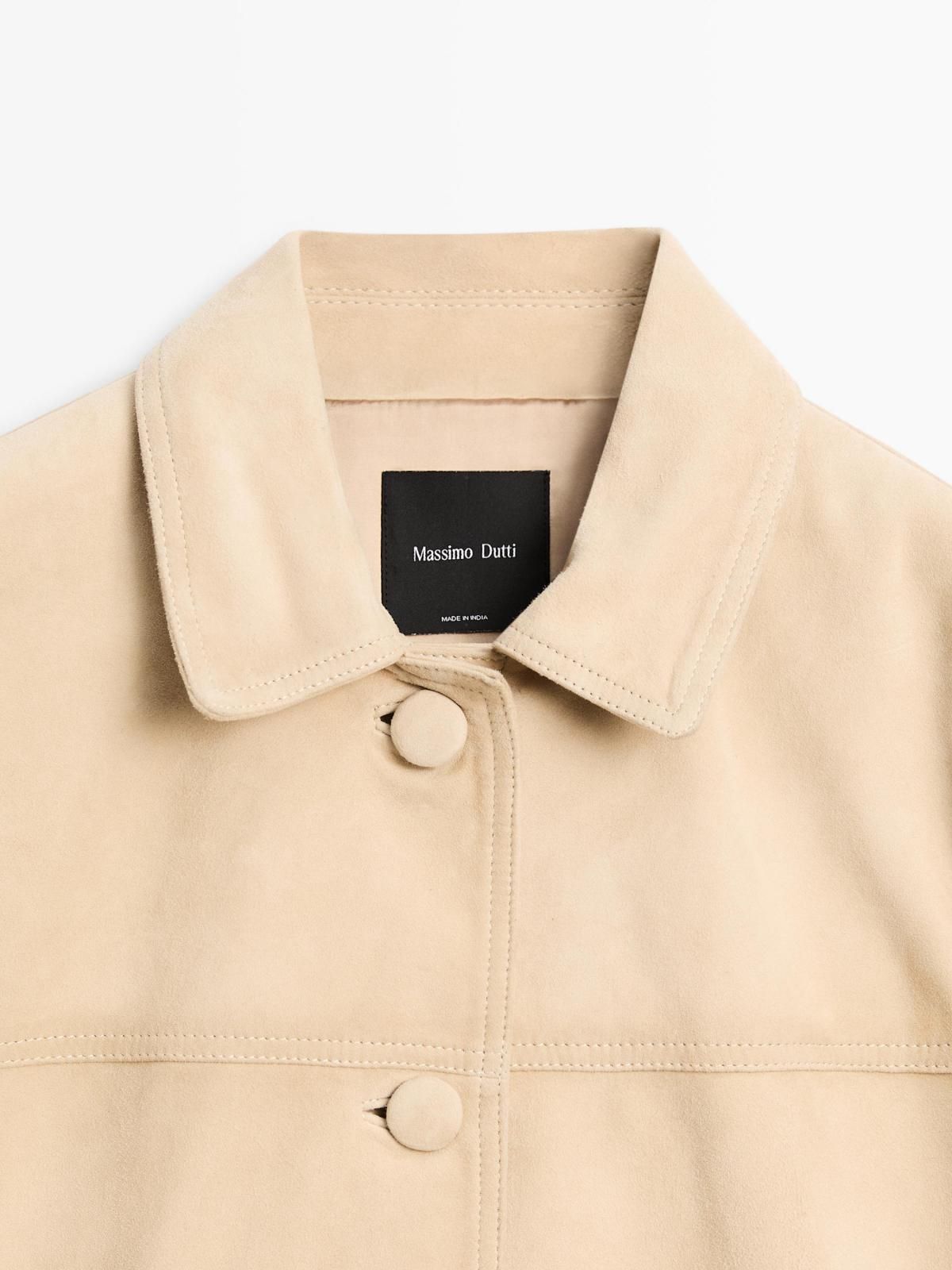 마시모두띠 프리미엄 스웨이드 레더 크롭 재킷 4741/591 BEIGE - 상세 이미지 5
