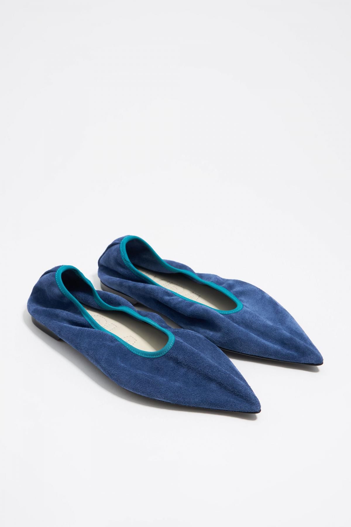 빔바이롤라 포인트토 스웨이드 데님 블루 발레리나 플랫슈즈 252BZ0416.11403 DENIM BLUE - 상세 이미지 3