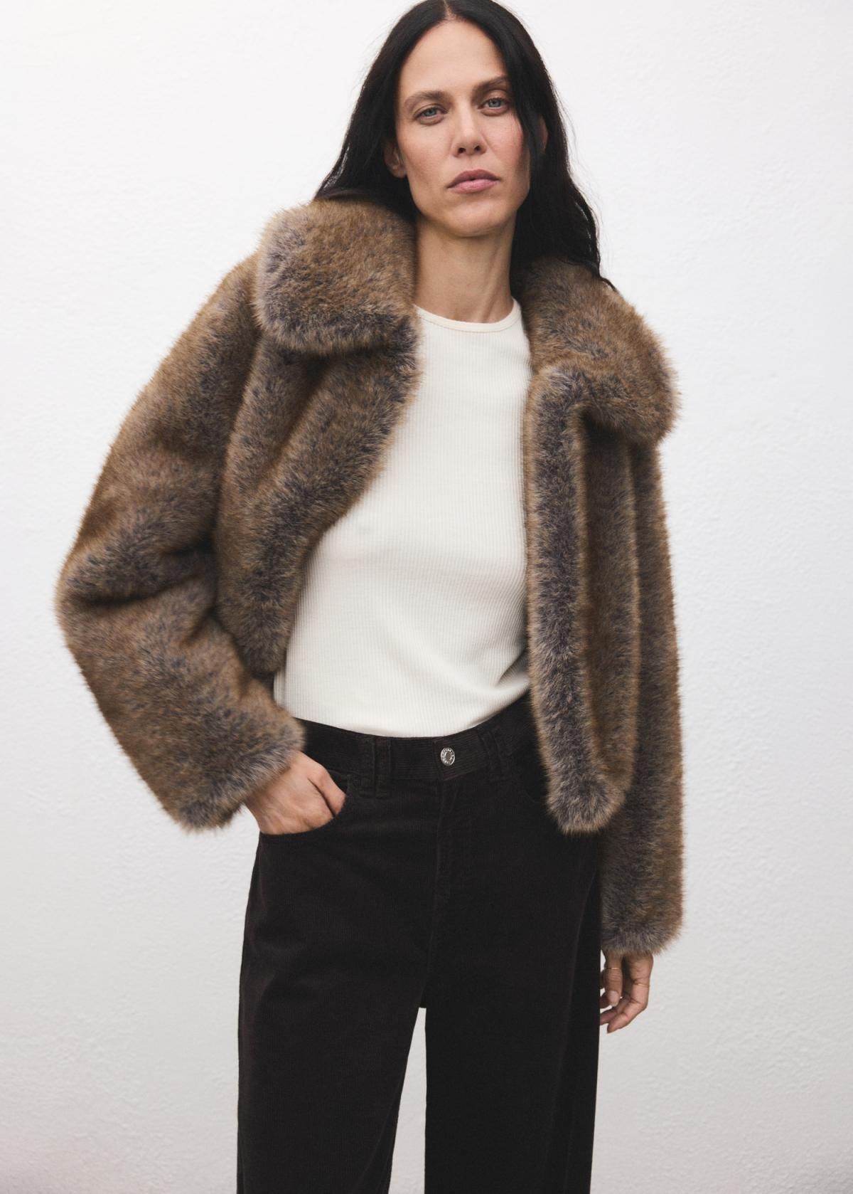 망고 코듀로이 하이웨스트 와이드 팬츠 17057780 CHOCOLATE - 상세 이미지 4