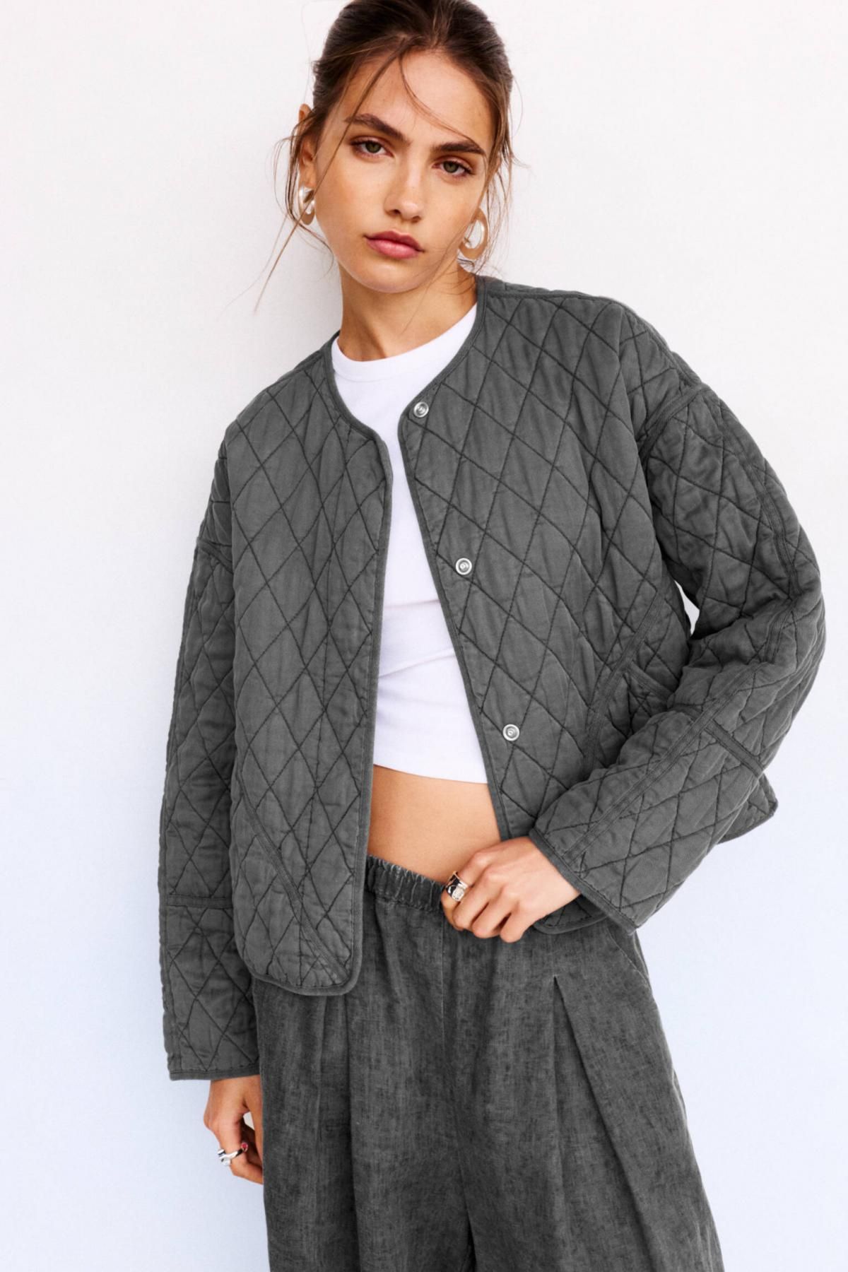 풀앤베어 경량 퀼팅 라운드넥 패딩 재킷 7700/344 ANTHRACITE GREY - 상세 이미지 2