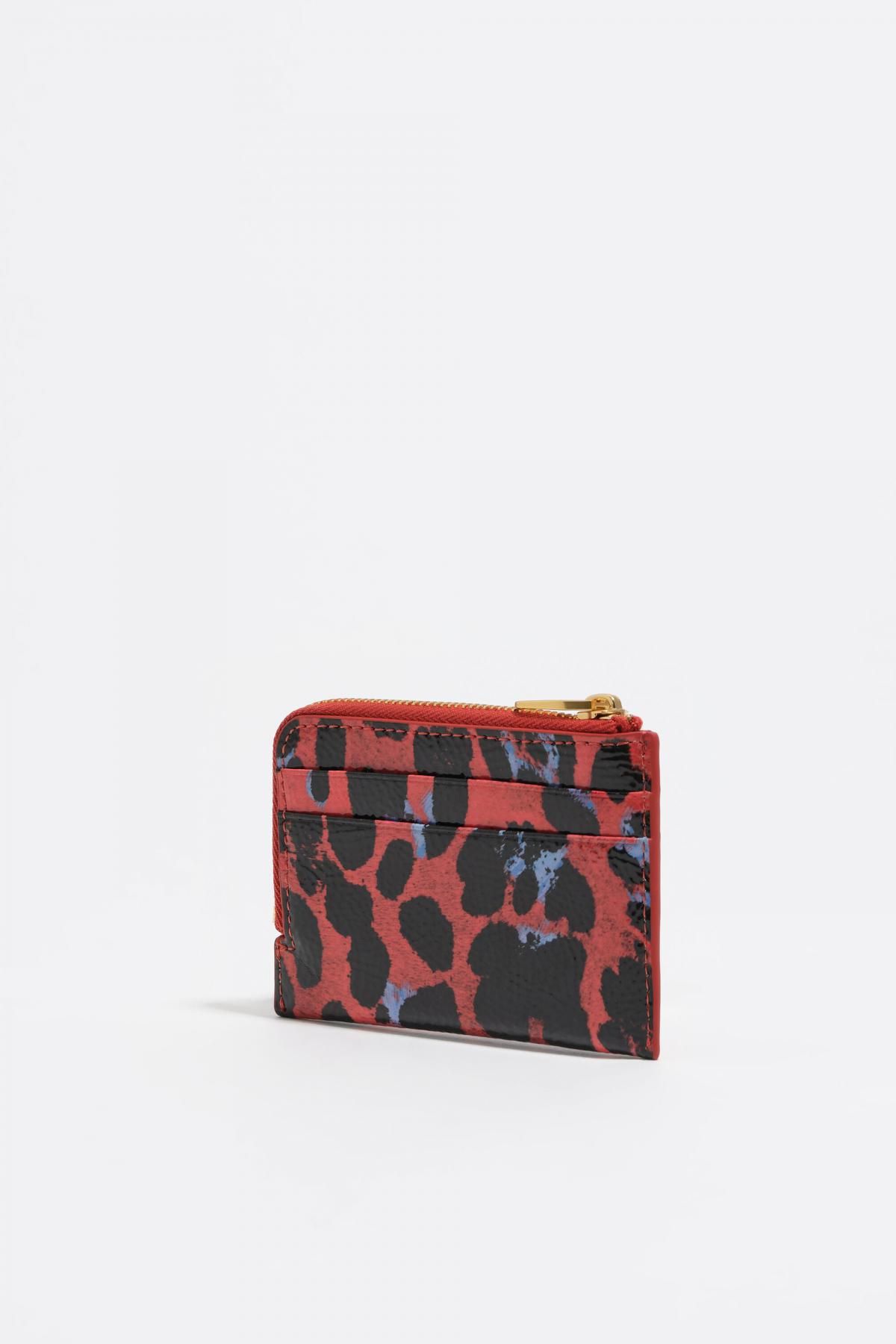 빔바이롤라 레오파드 텍스처 샤이니 코인파우치 카드지갑 252BBR109.10350 LEOPARD POPPY RED - 상세 이미지 3