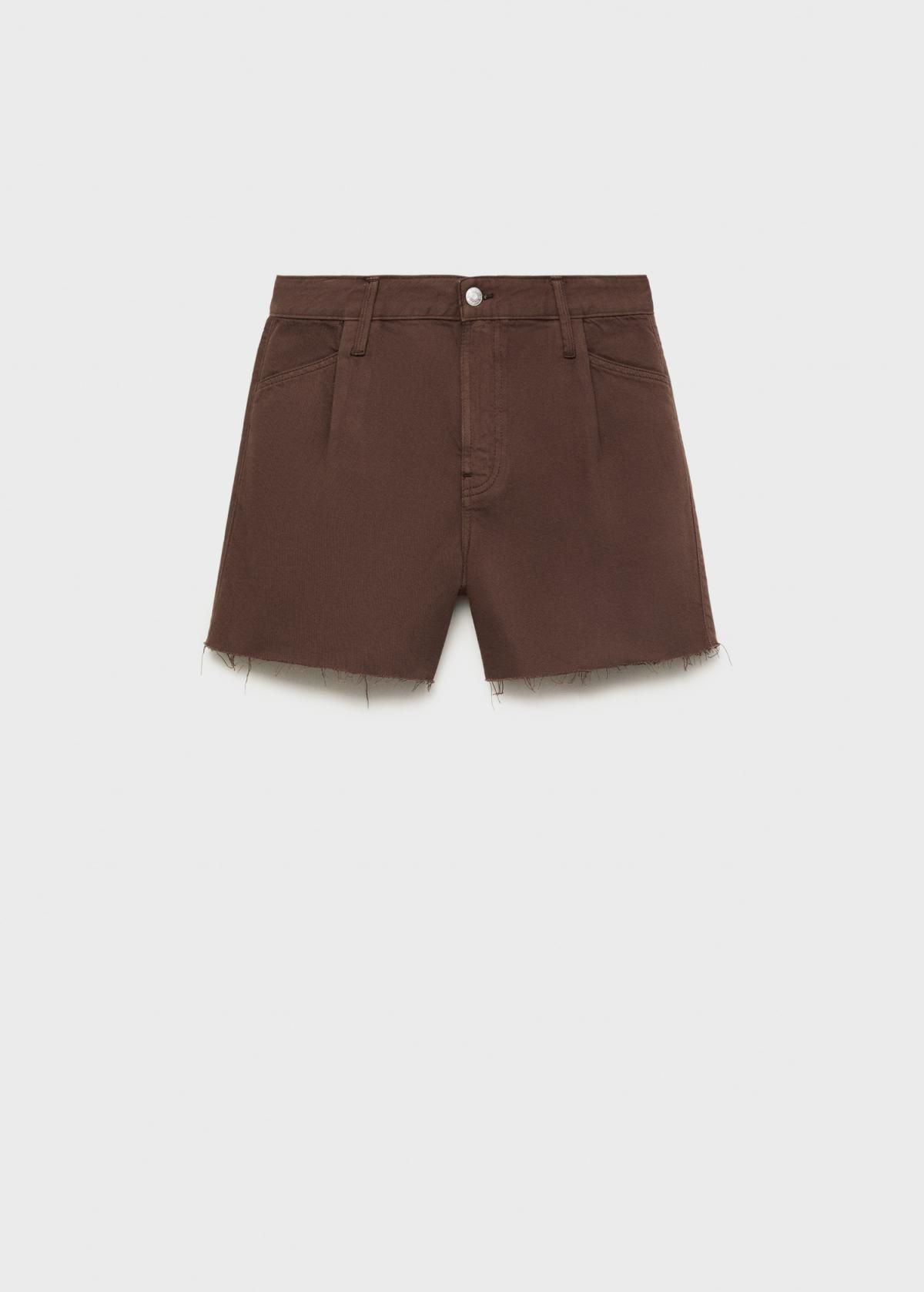 망고 미니멀 데님 컷오프 핀턱 하프팬츠 17012903 CHOCOLATE - 상품 이미지