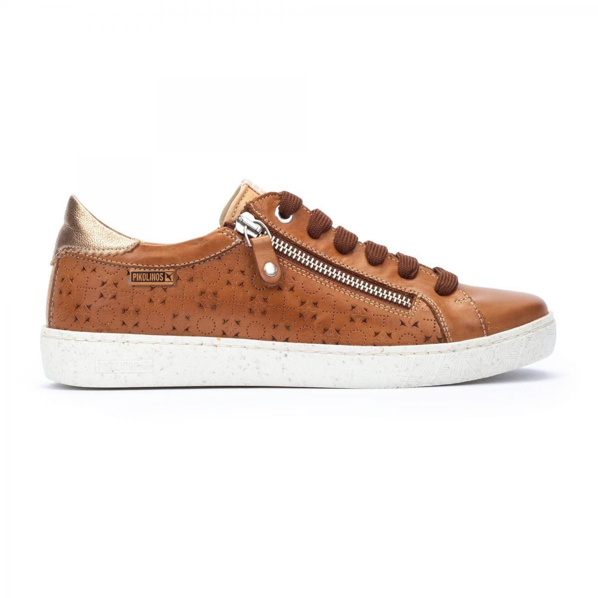피콜리노스 레더 펀칭 캐주얼 스니커즈 LANZAROTE W7B-6999C1 BRANDY - 상품 이미지
