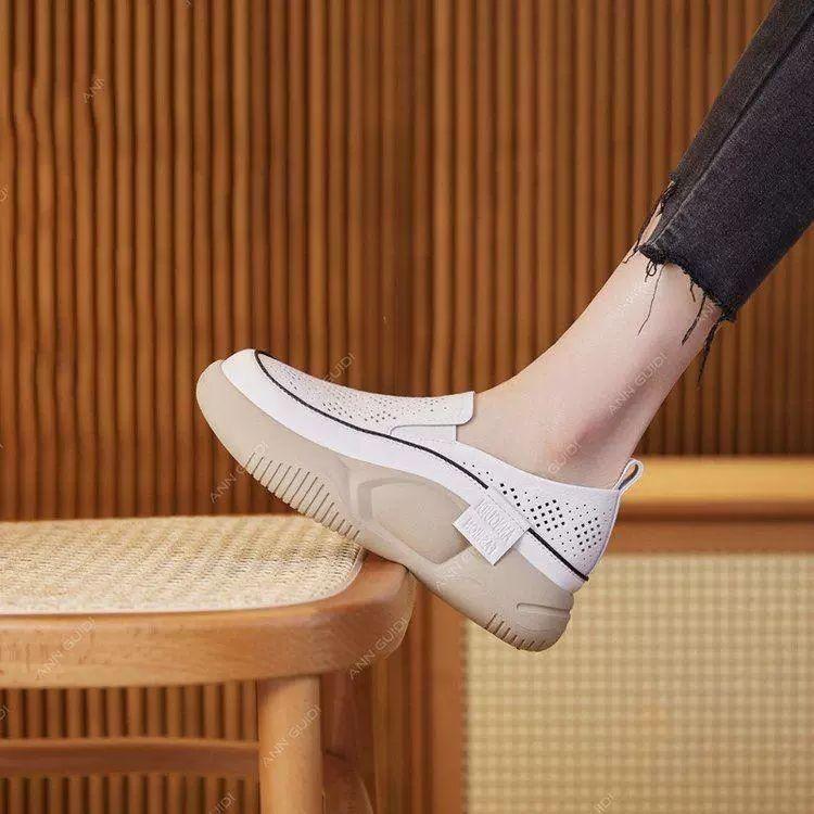 흰색 단화 발편한 업그레이드에디션 중년여성 원피스운동화 두꺼운 밑창 플랫슈즈 구두 굽있는 J40 화이트 35 - 상세 이미지 3