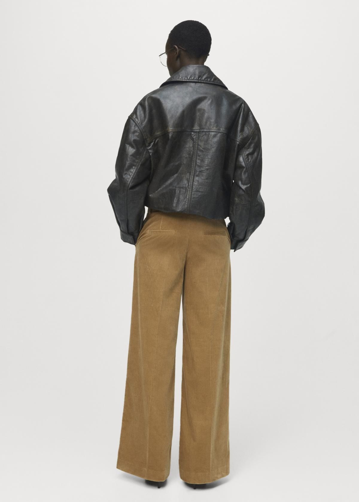 망고 코듀로이 와이드핏 하이웨이스트 팬츠 17067804 OCRE - 상세 이미지 3