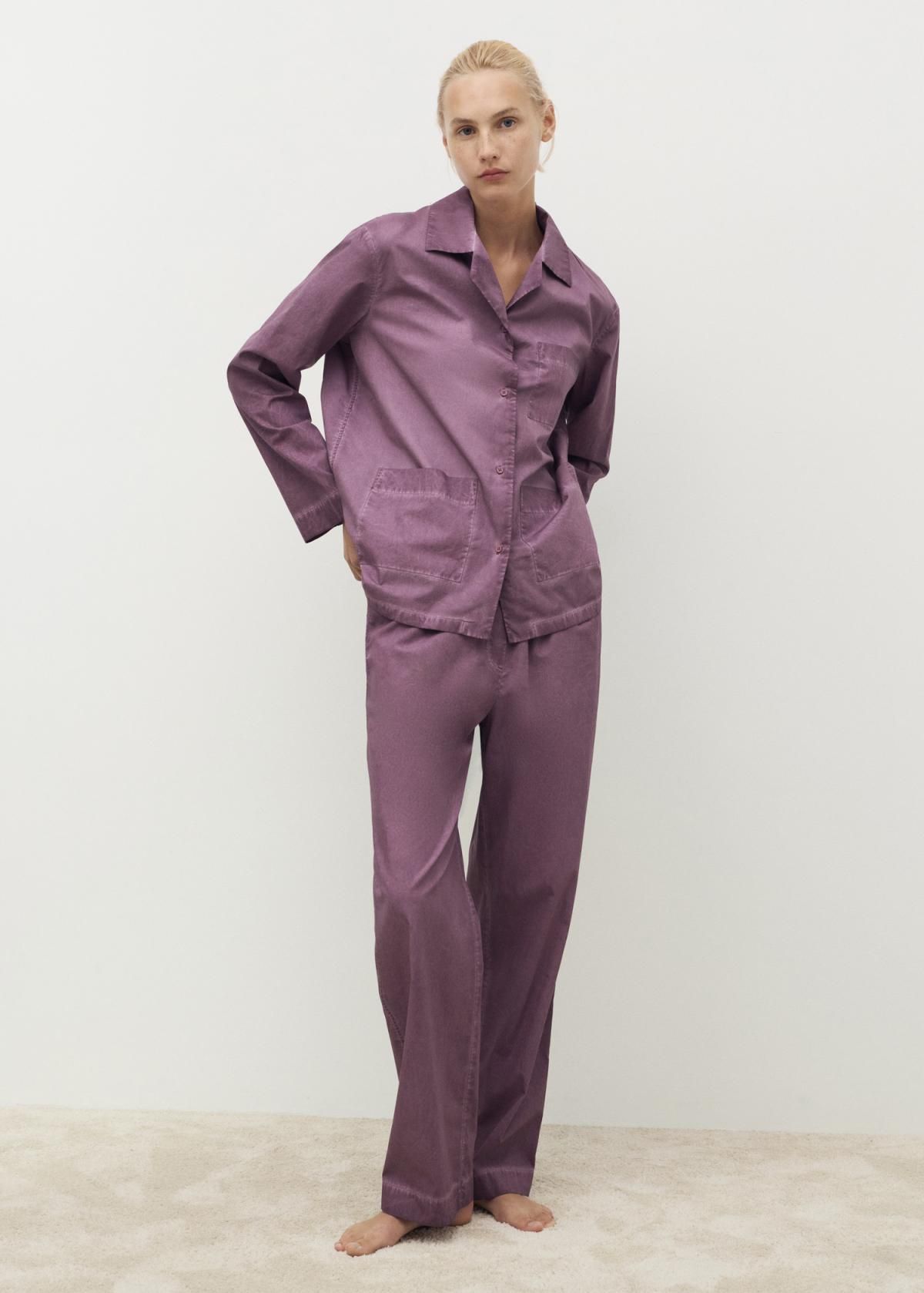 망고 코튼 가먼트다이 스트레이트핏 홈웨어 팬츠 17014112 CIRUELA - 상세 이미지 2