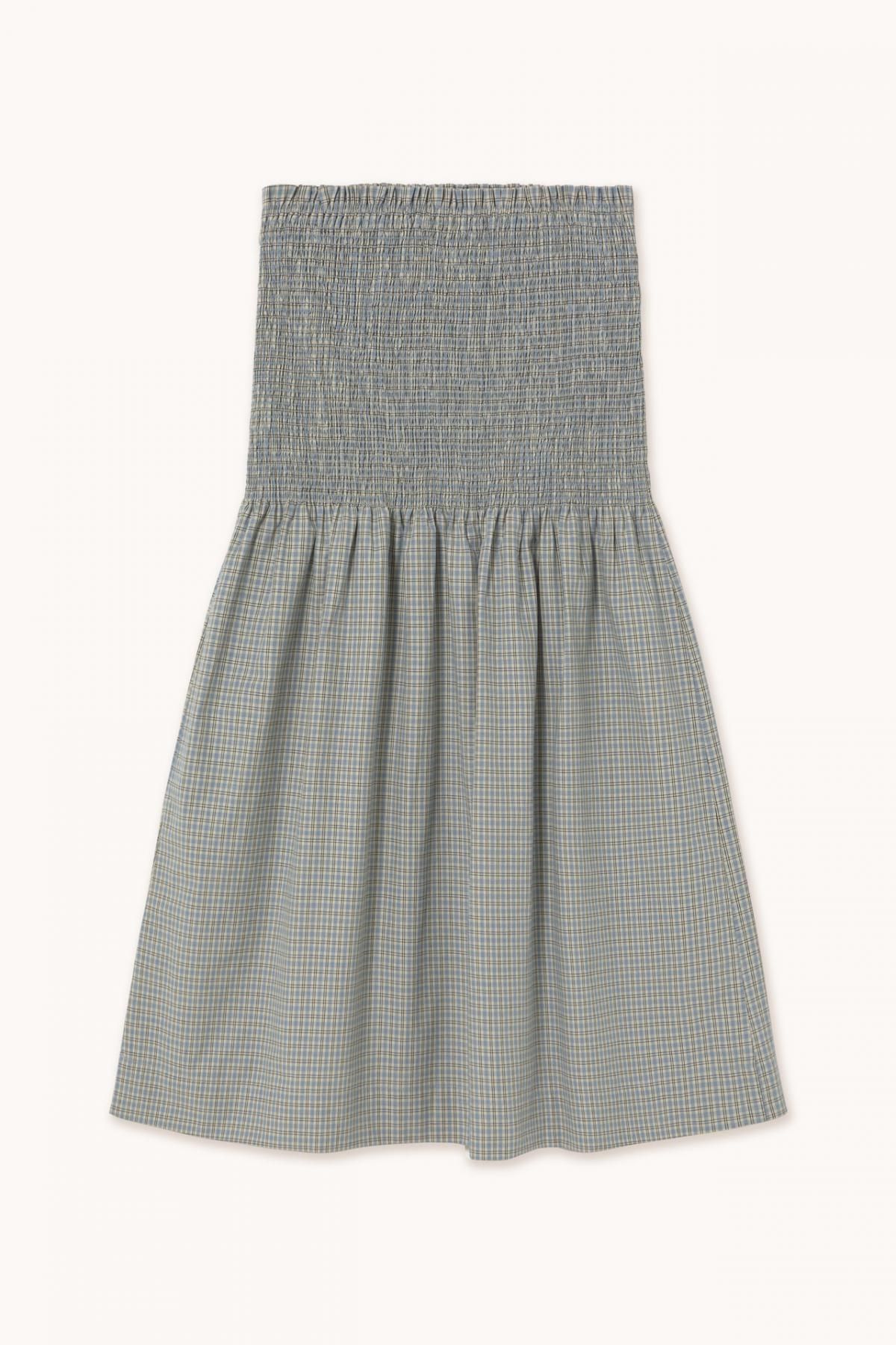 타이니코튼 체크 패턴 미디 스커트 FALDA A CUADROS SS25-686R30 VAINILLA/AZUL - 상세 이미지 5