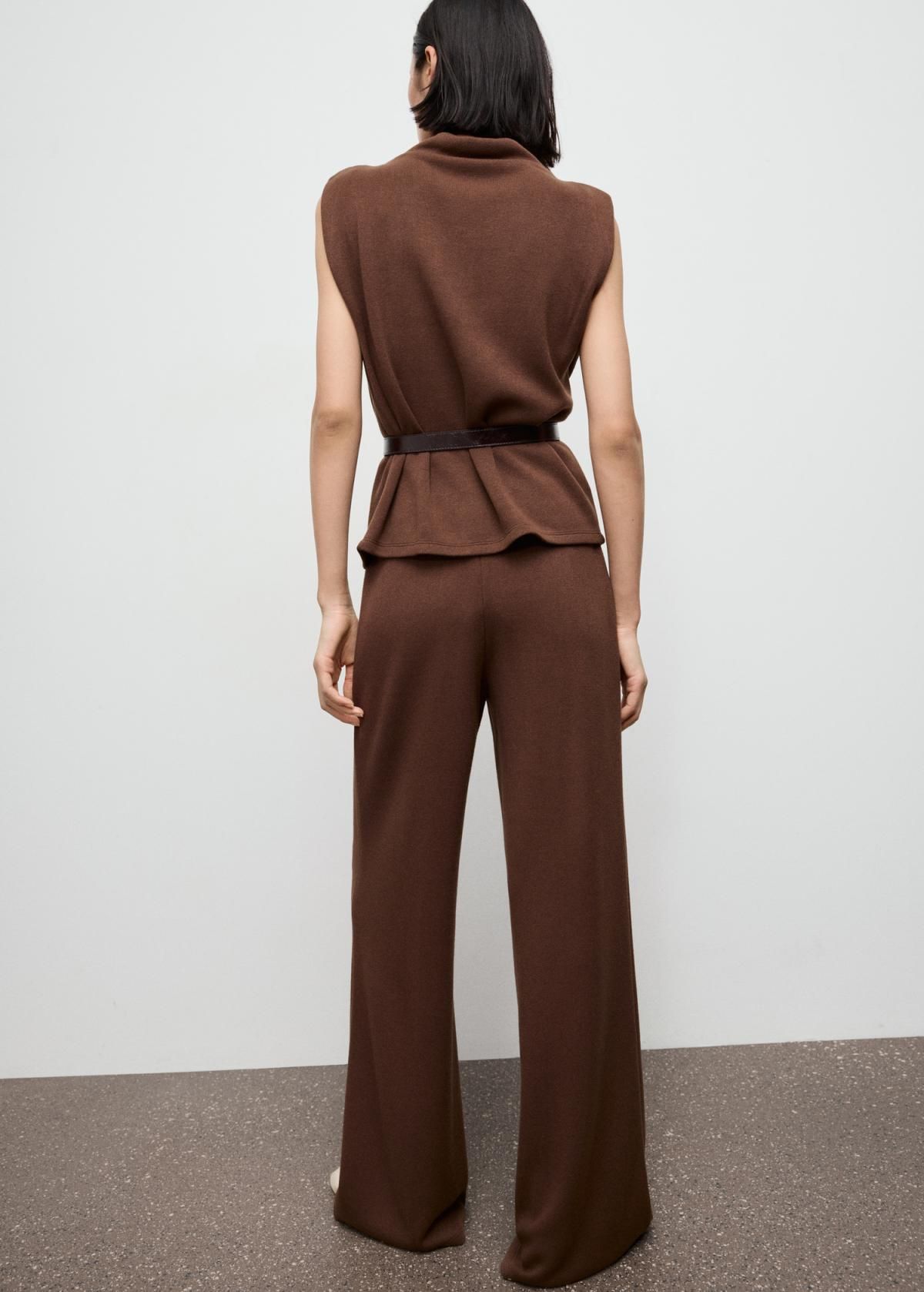 망고 브라운 와이드핏 스트레이트 슬랙스 팬츠 17027803 MARRON - 상세 이미지 3