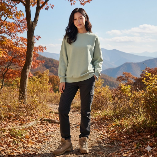 네파 여자 가을 캐쥬얼 아웃도어 스웨터 맨투맨 캠핑 티셔츠