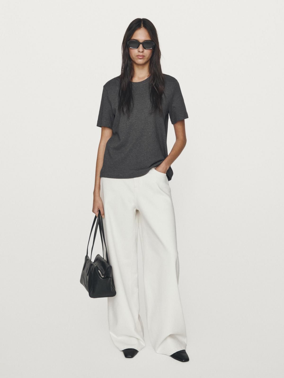 마시모두띠 코튼 인터록 베이직 크루넥 반팔 티셔츠 6823/541 ANTHRACITE GREY - 상세 이미지 2