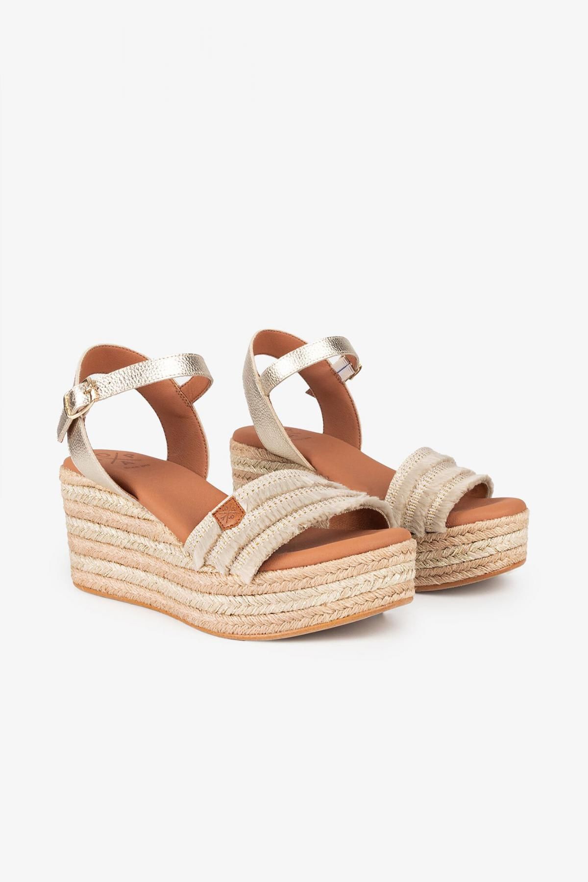 포파 베이직 레더 웨지 스트랩샌들 프린지포인트 3899191 BEIGE - 상세 이미지 2