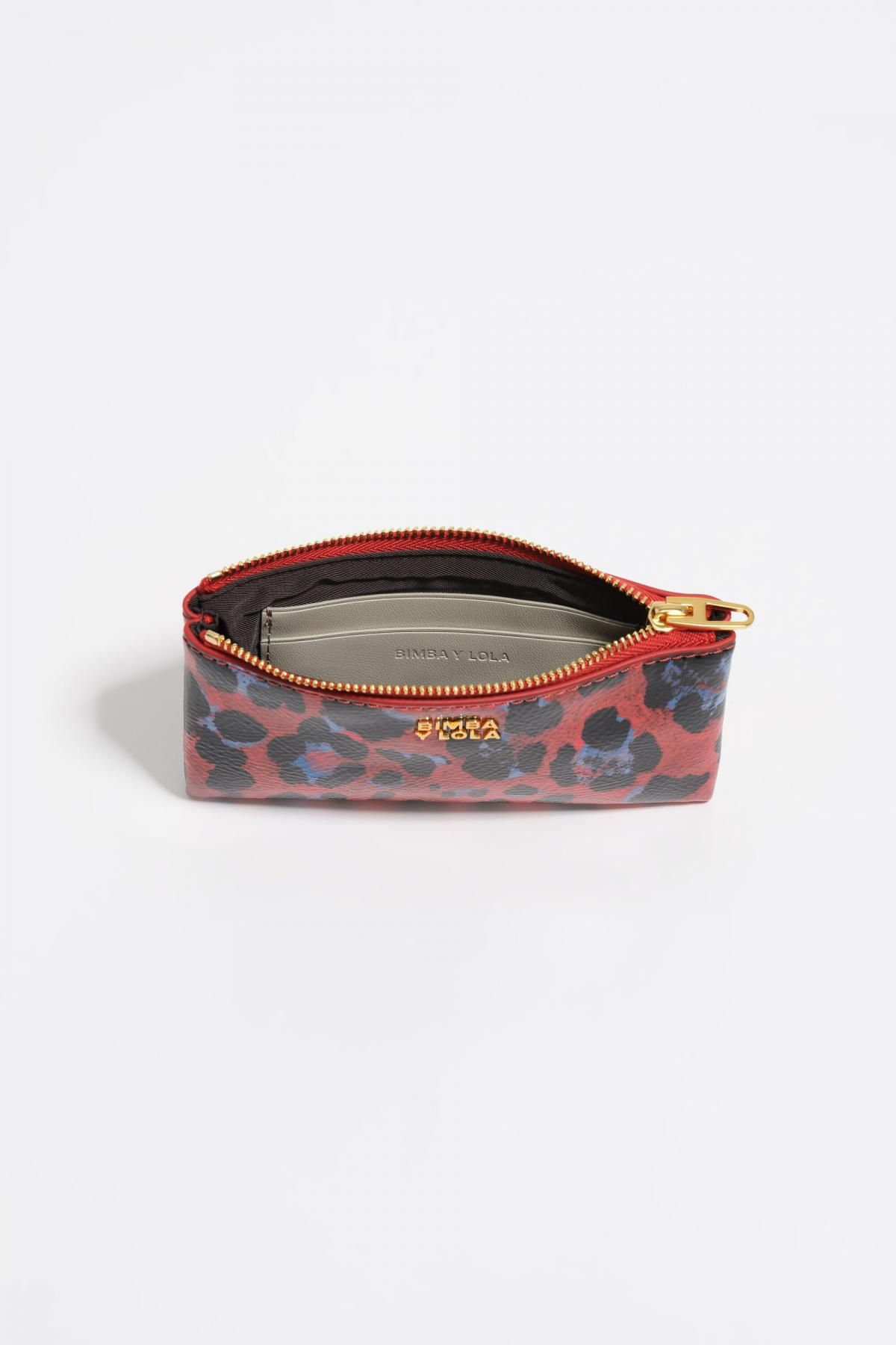 빔바이롤라 레오파드 프린트 샤이니 텍스처 코인 파우치 252BBR199.10350 LEOPARD POPPY RED - 상세 이미지 3
