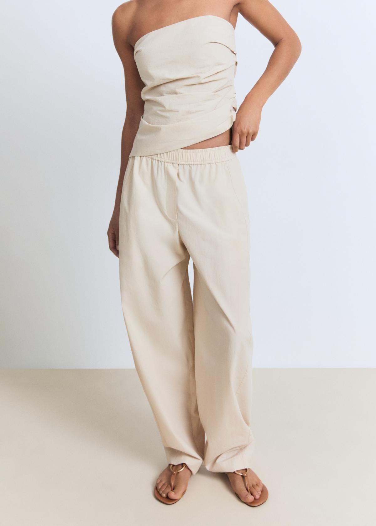 망고 에센셜 코튼 페이퍼백 와이드 팬츠 17071174 CRUDO - 상품 이미지