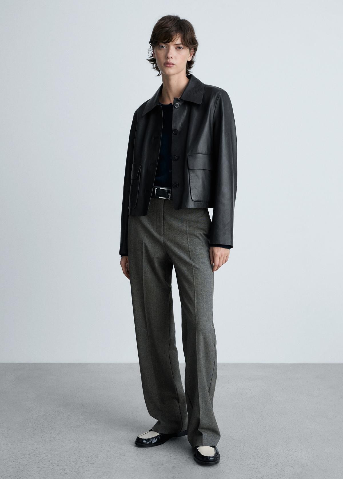 망고 테크니컬 스트레이트핏 미디웨이스트 슬랙스 87081511 GRIS - 상세 이미지 2