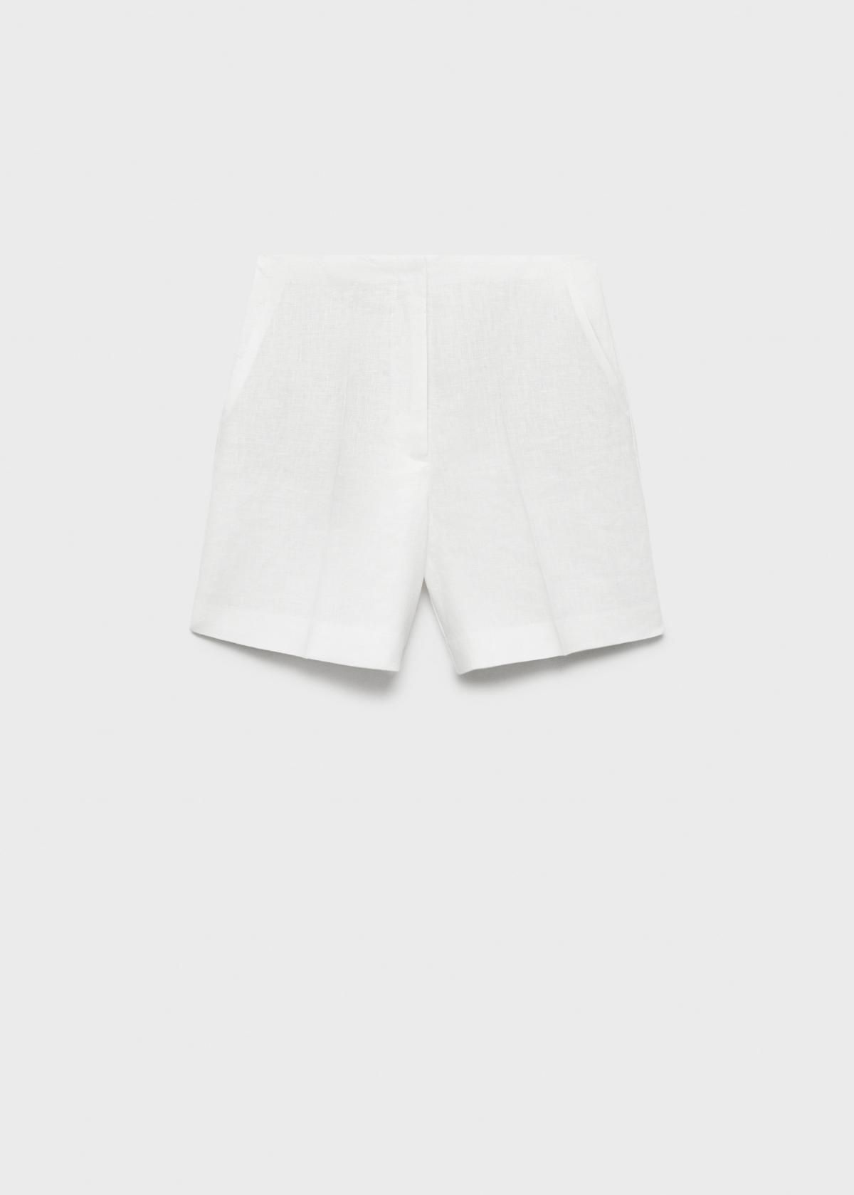 망고 스트레이트 미드라이즈 리넨 반바지 17091248 BLANCO ROTO - 상품 이미지