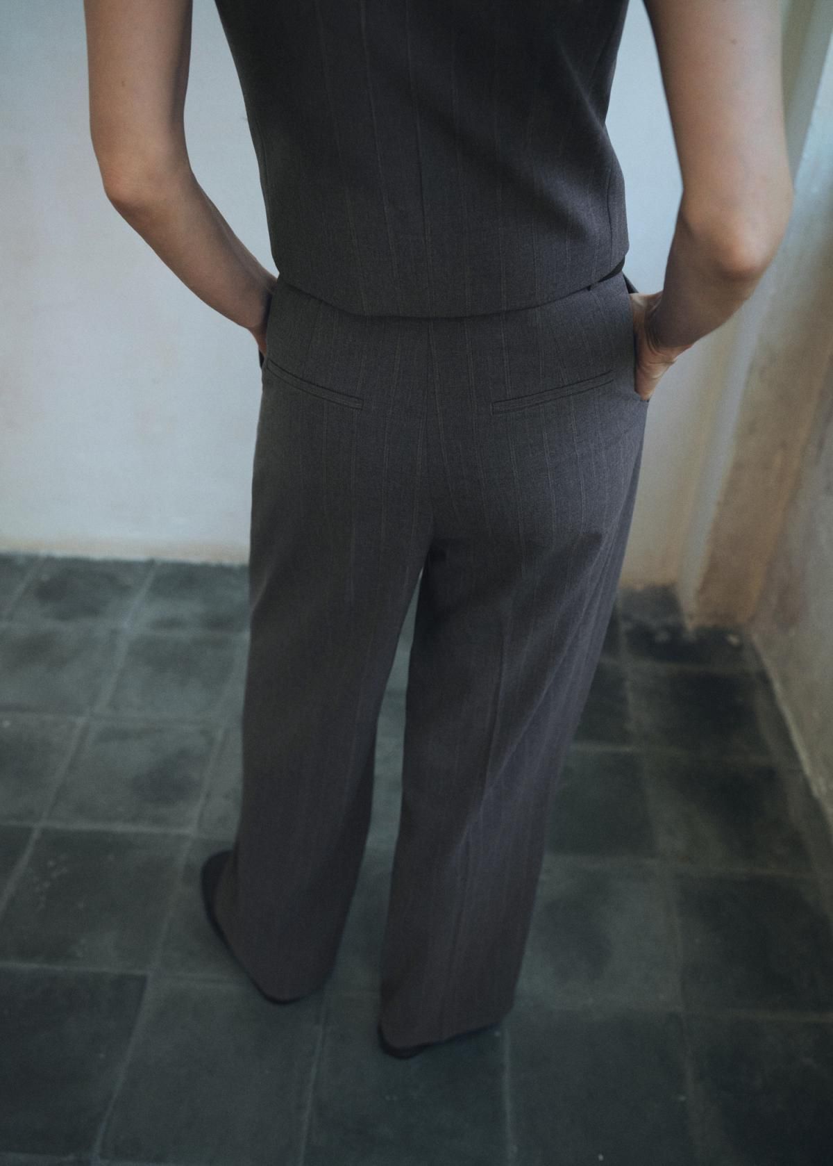 망고 테크니컬 와이드핏 핀턱 슬랙스 팬츠 17076349 GRIS - 상세 이미지 5